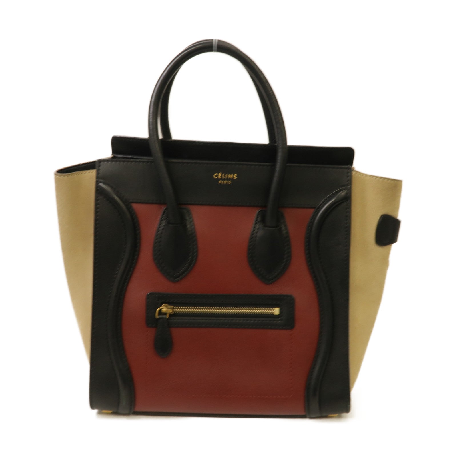 CELINE 【激減優惠】牛皮皮革/麂皮皮革Luggage金扣手挽袋紅色/黑色/米色