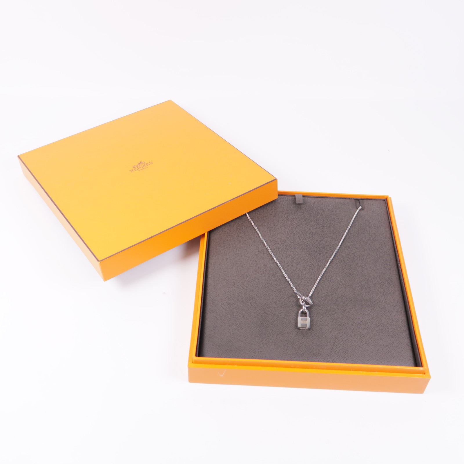 HERMES Kelly Cadenas Pendant Necklace Silver 925