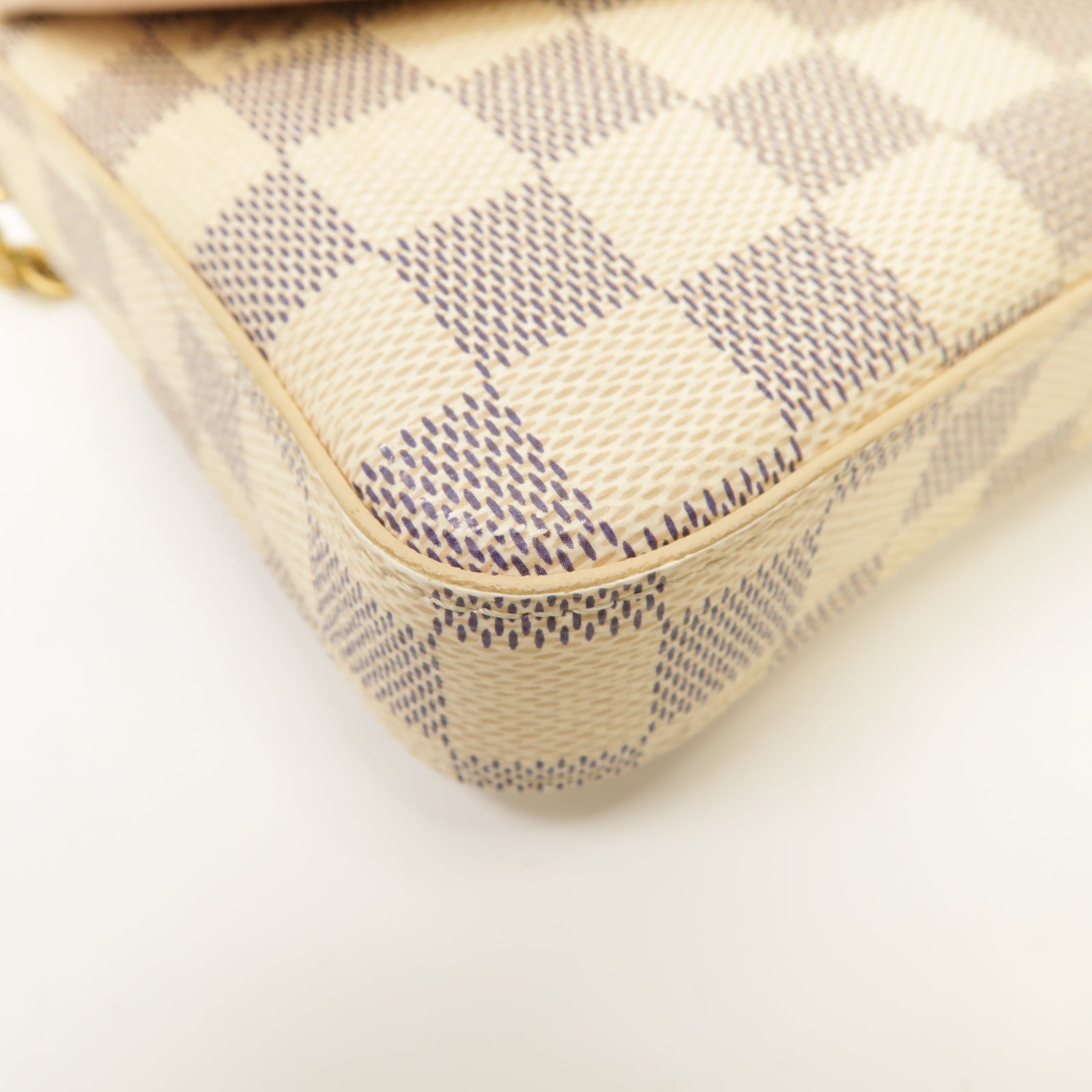 LOUIS VUITTON 【激減優惠】Damier Azur Felicie Pochette金扣鏈帶肩背袋白色