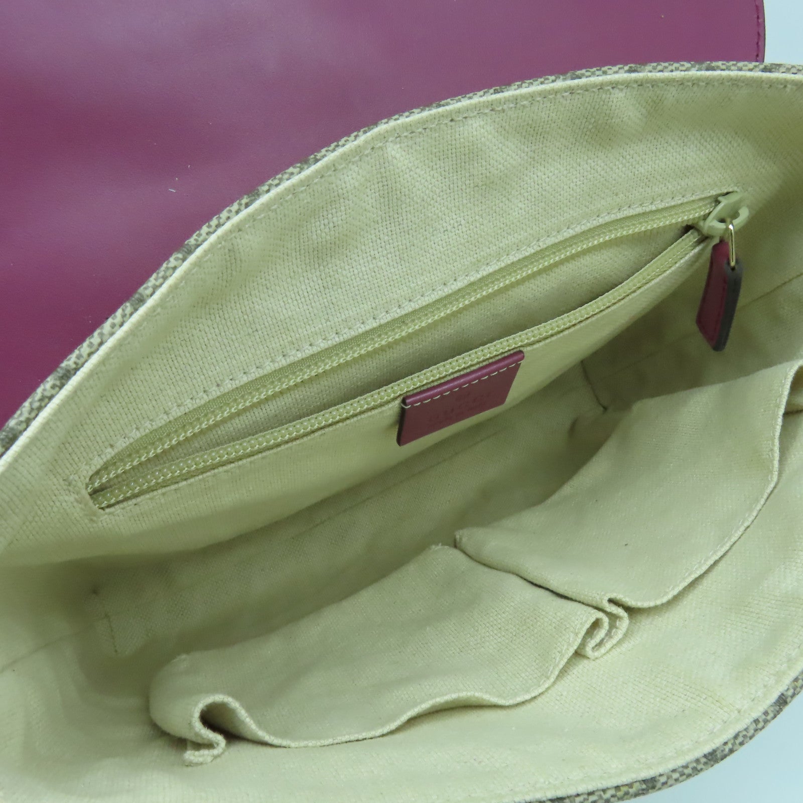 GUCCI 【激減優惠】塗層帆布/牛皮皮革Shoulder Bag金扣肩背袋啡色/紫色