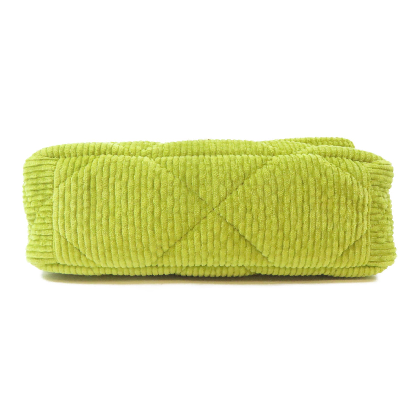 CHANEL 【激減優惠】菱格燈芯絨Chanel 19金扣/銀扣鏈帶手挽肩背兩用袋綠色