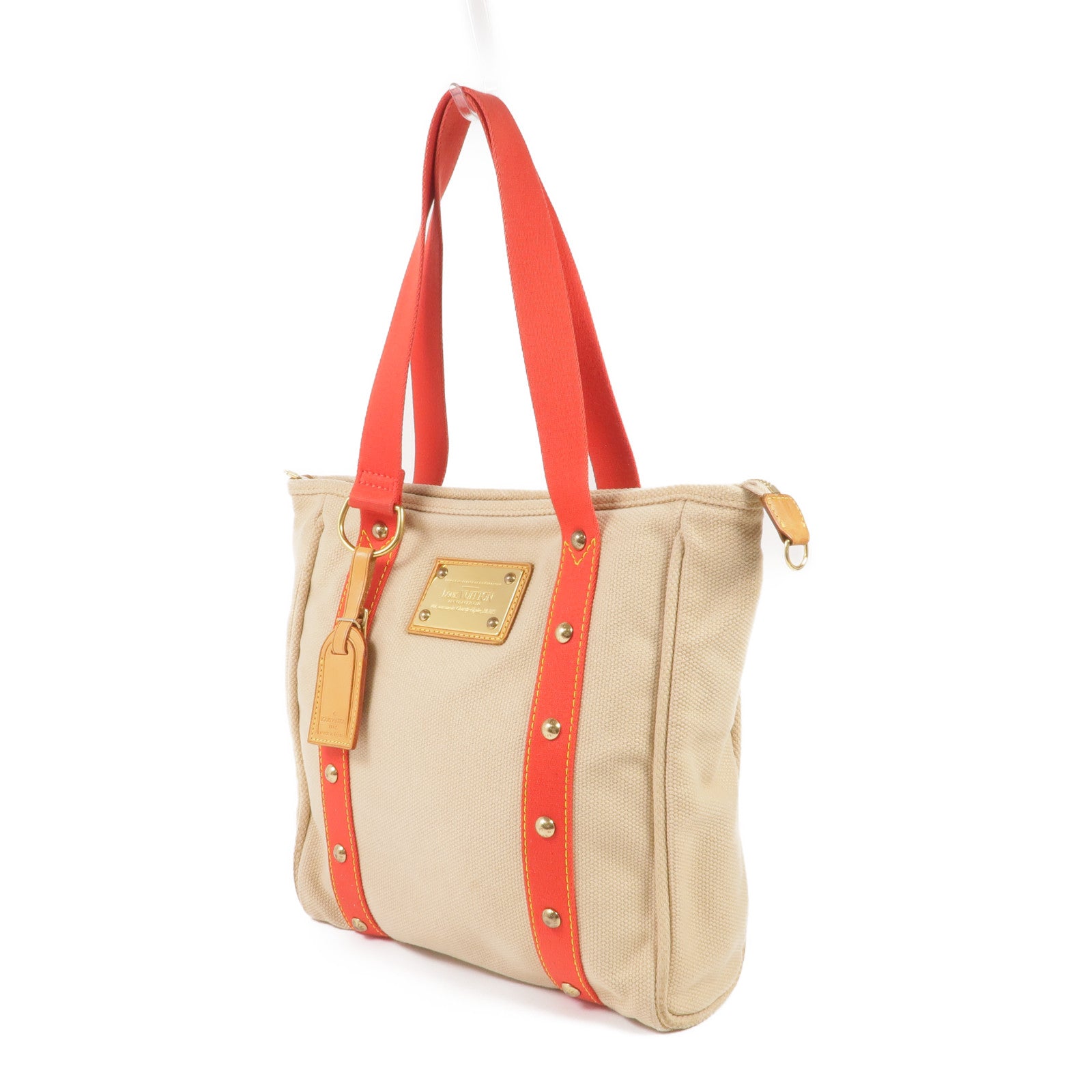 LOUIS VUITTON 帆布Cabas MM金扣手挽袋