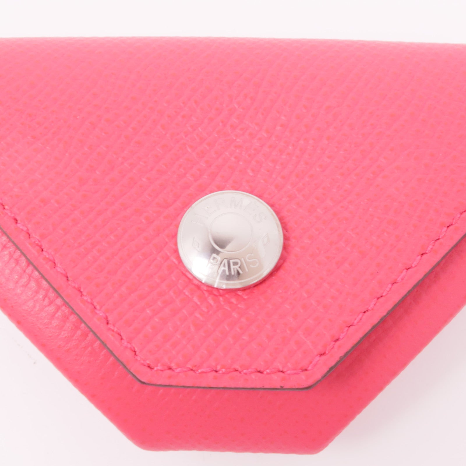 HERMES PHW Coin Case Calfskin Leather Red