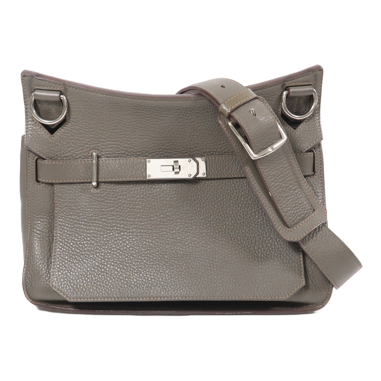 HERMES PHW Jypsiere 31 Shoulder Bag Taurillon Clemence Leather Stamp Q 8F Etain