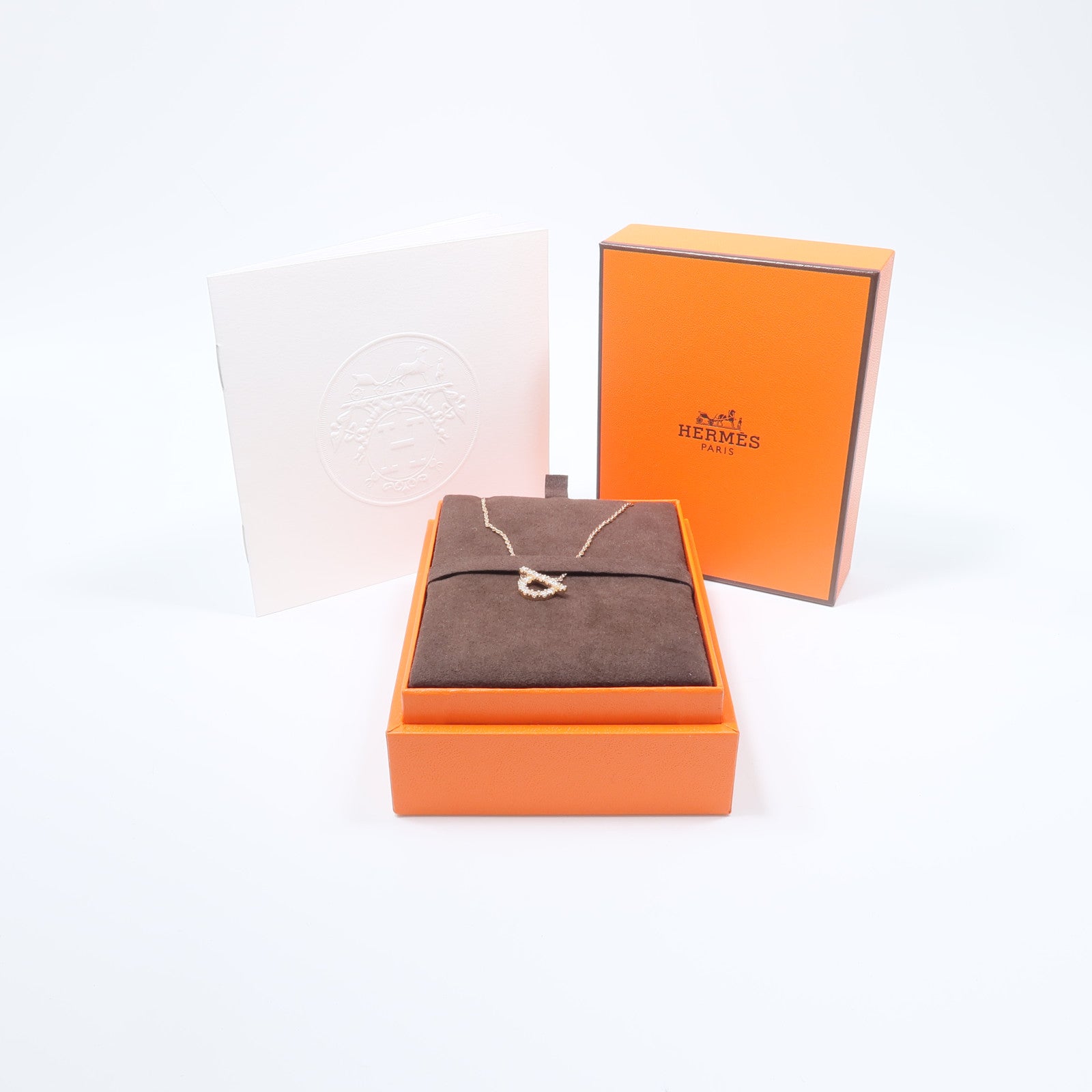 HERMES 18K玫瑰金Finesse Pendant鑽石項鍊