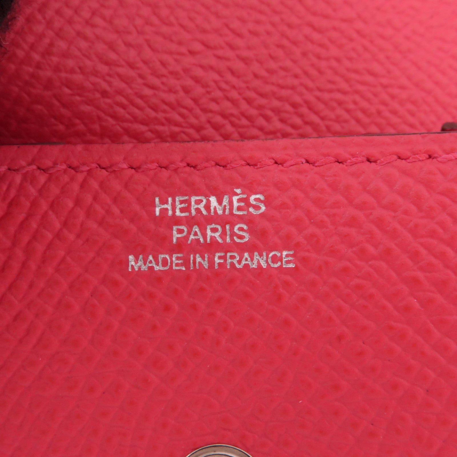 HERMES PHW Coin Case Calfskin Leather Red