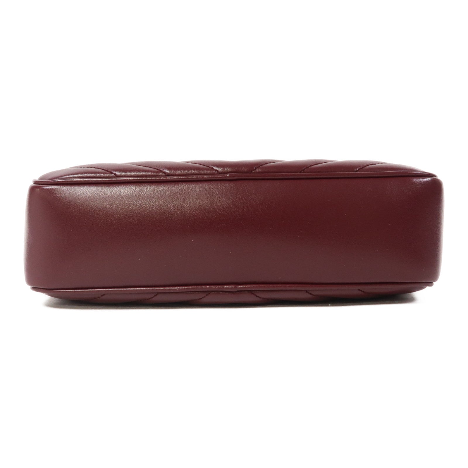 SAINT LAURENT 斜紋牛皮皮革Shoulder Bag金扣肩背袋酒紅色