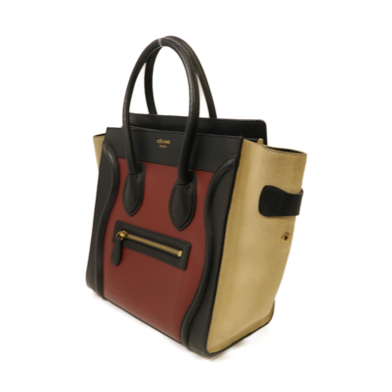 CELINE 【激減優惠】牛皮皮革/麂皮皮革Luggage金扣手挽袋紅色/黑色/米色