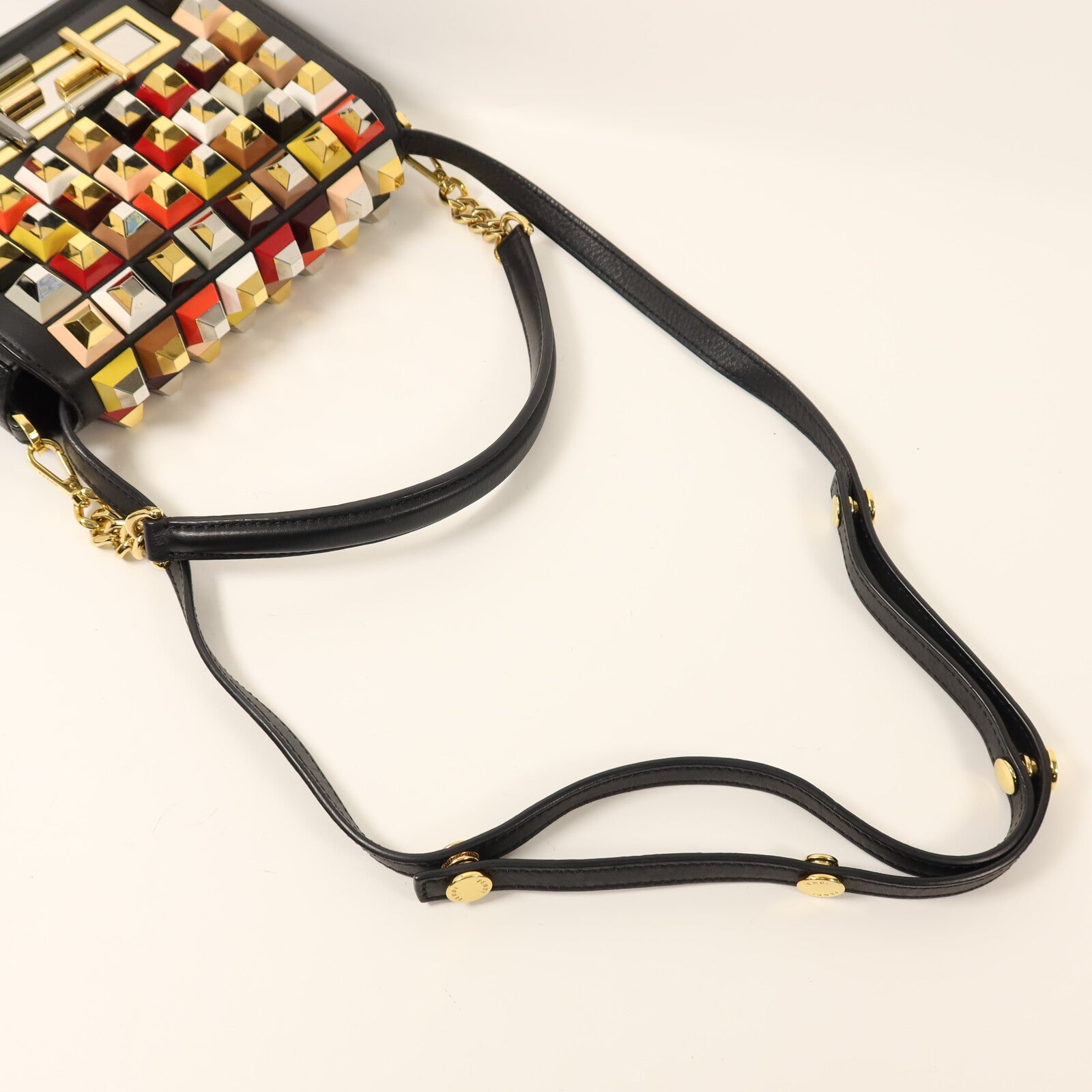 FENDI 牛皮皮革3 Baguette Squared鏈帶手挽肩背兩用袋