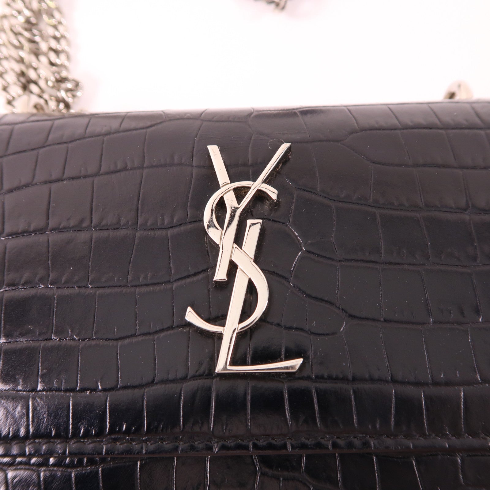 SAINT LAURENT 牛皮皮革Sunset Mini銀扣鏈帶肩背袋