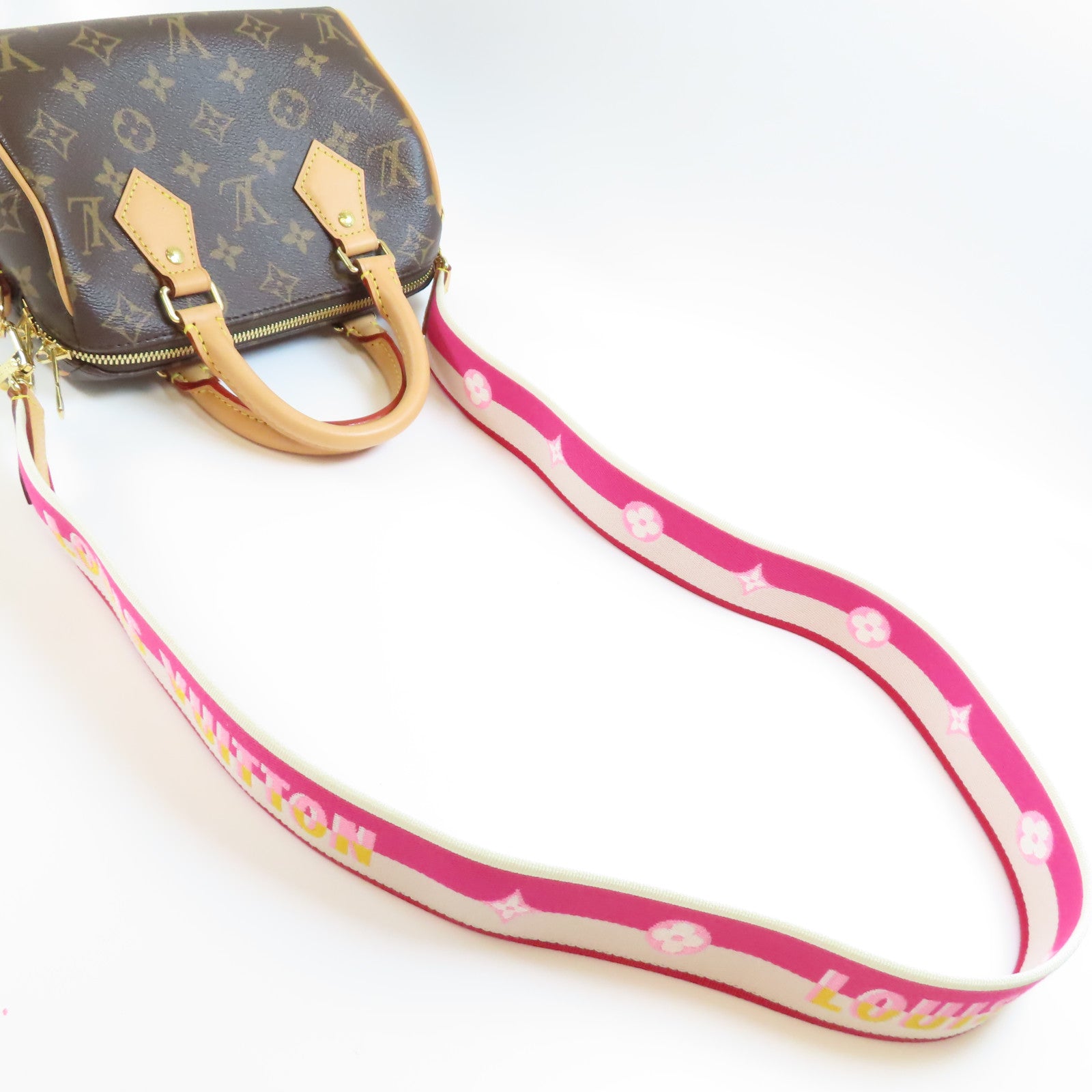 LOUIS VUITTON Monogram Speedy Bandouliere 20金扣手挽肩背兩用袋棕色