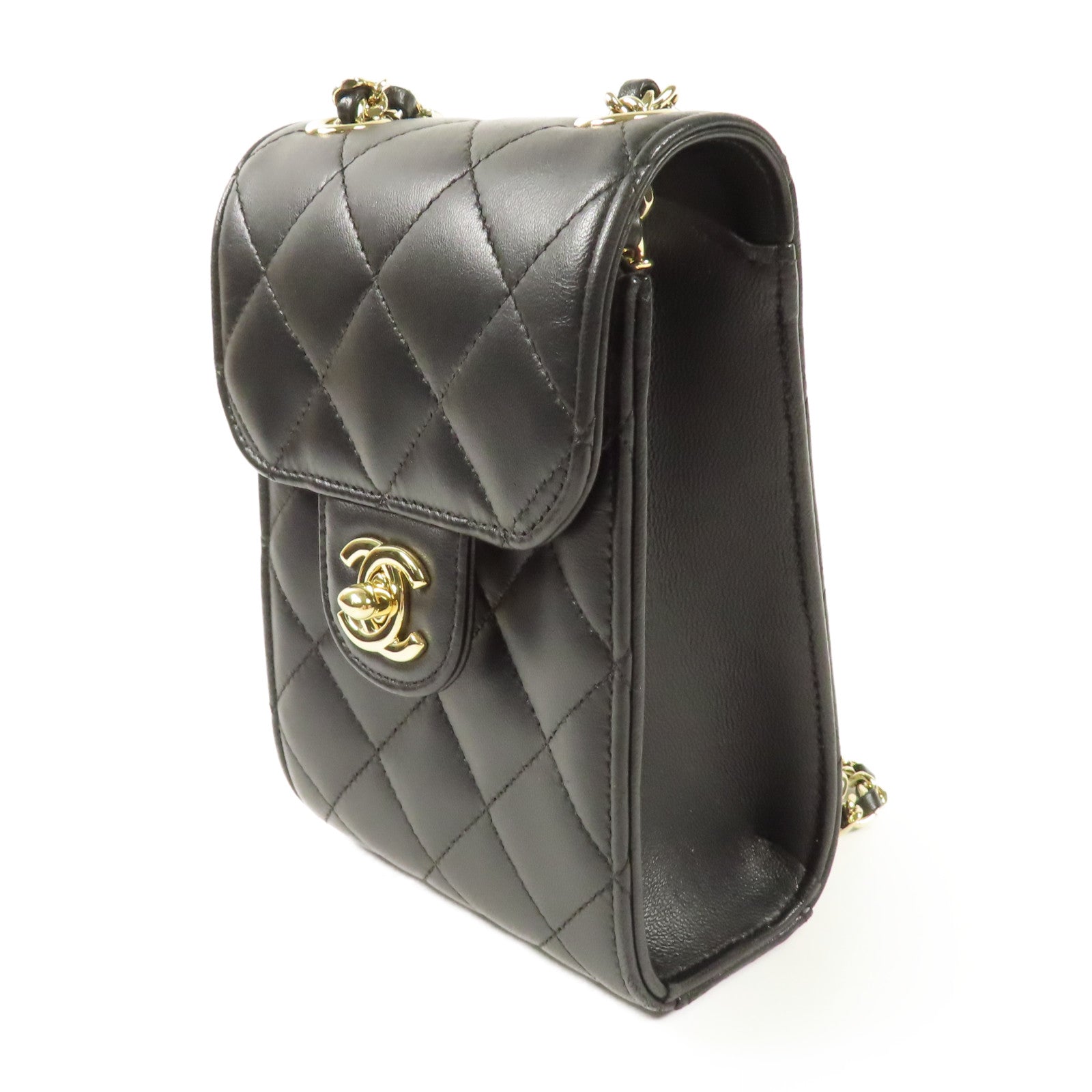 CHANEL 牛皮皮革Chain Shoulder金扣鏈帶肩背袋