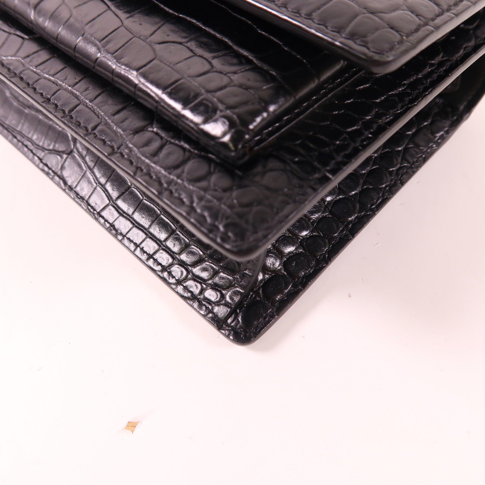 SAINT LAURENT 牛皮皮革Sunset Mini銀扣鏈帶肩背袋