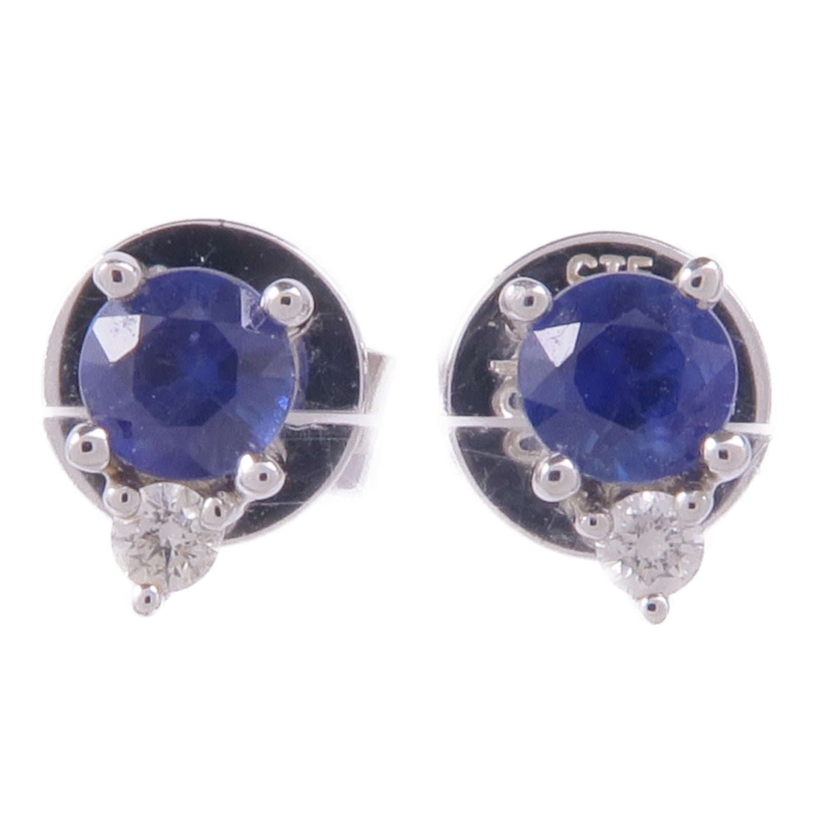 JEWELRY 18K白金Sapphire Diamond Earrings藍寶石/鑽石耳環