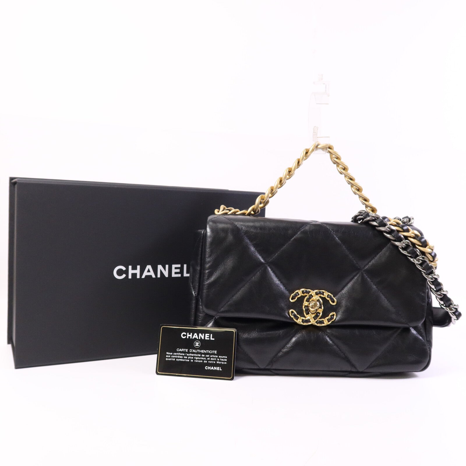 CHANEL 羊皮皮革C19 Small手挽肩背兩用袋
