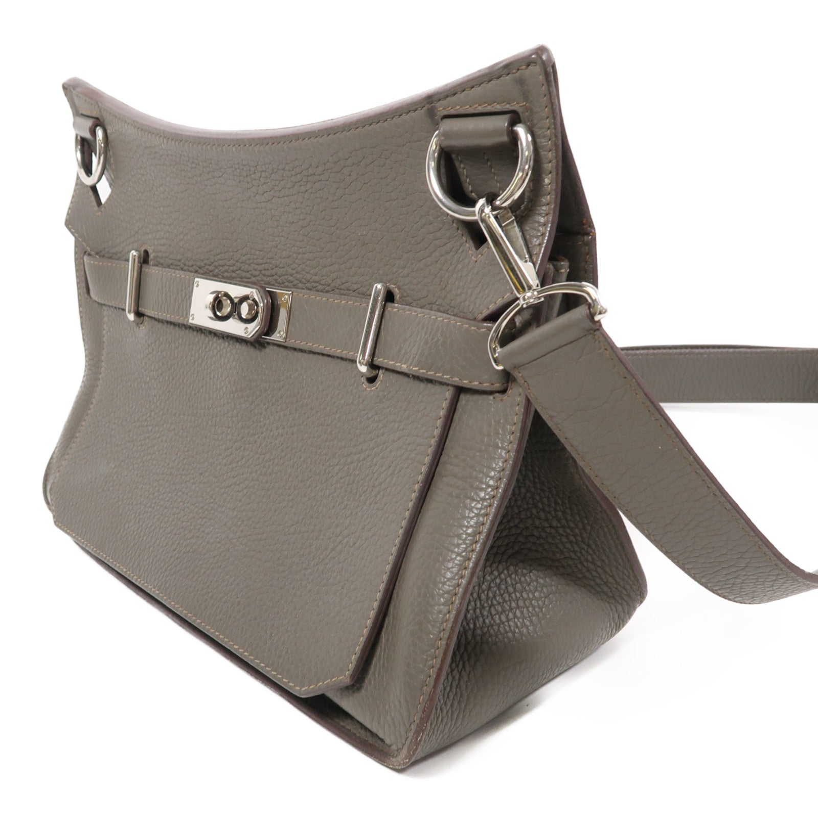HERMES PHW Jypsiere 31 Shoulder Bag Taurillon Clemence Leather Stamp Q 8F Etain