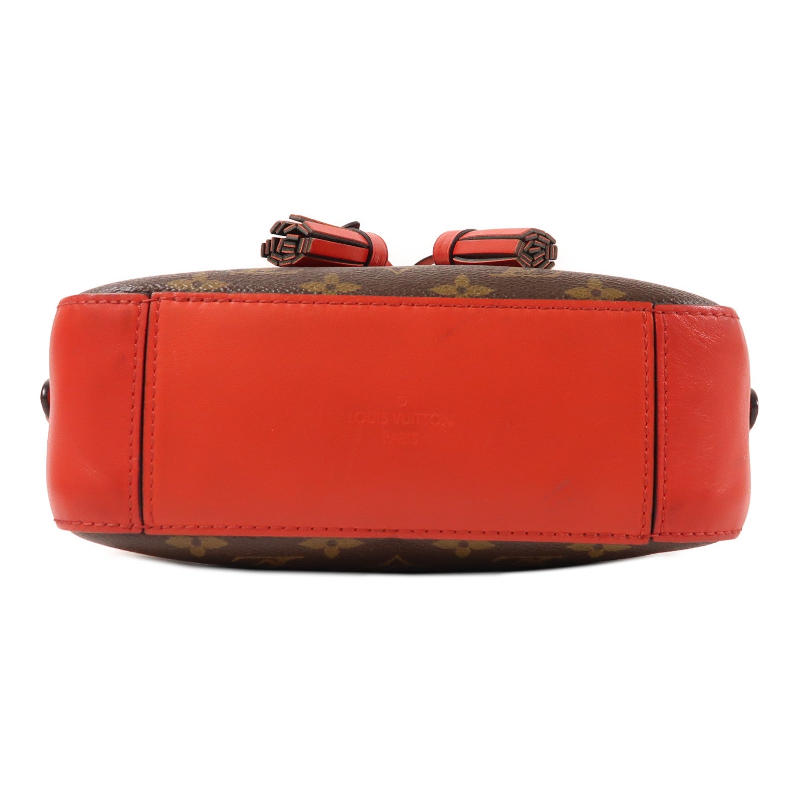 LOUIS VUITTON Monogram Saintonge金扣手挽肩背兩用袋棕色/紅色