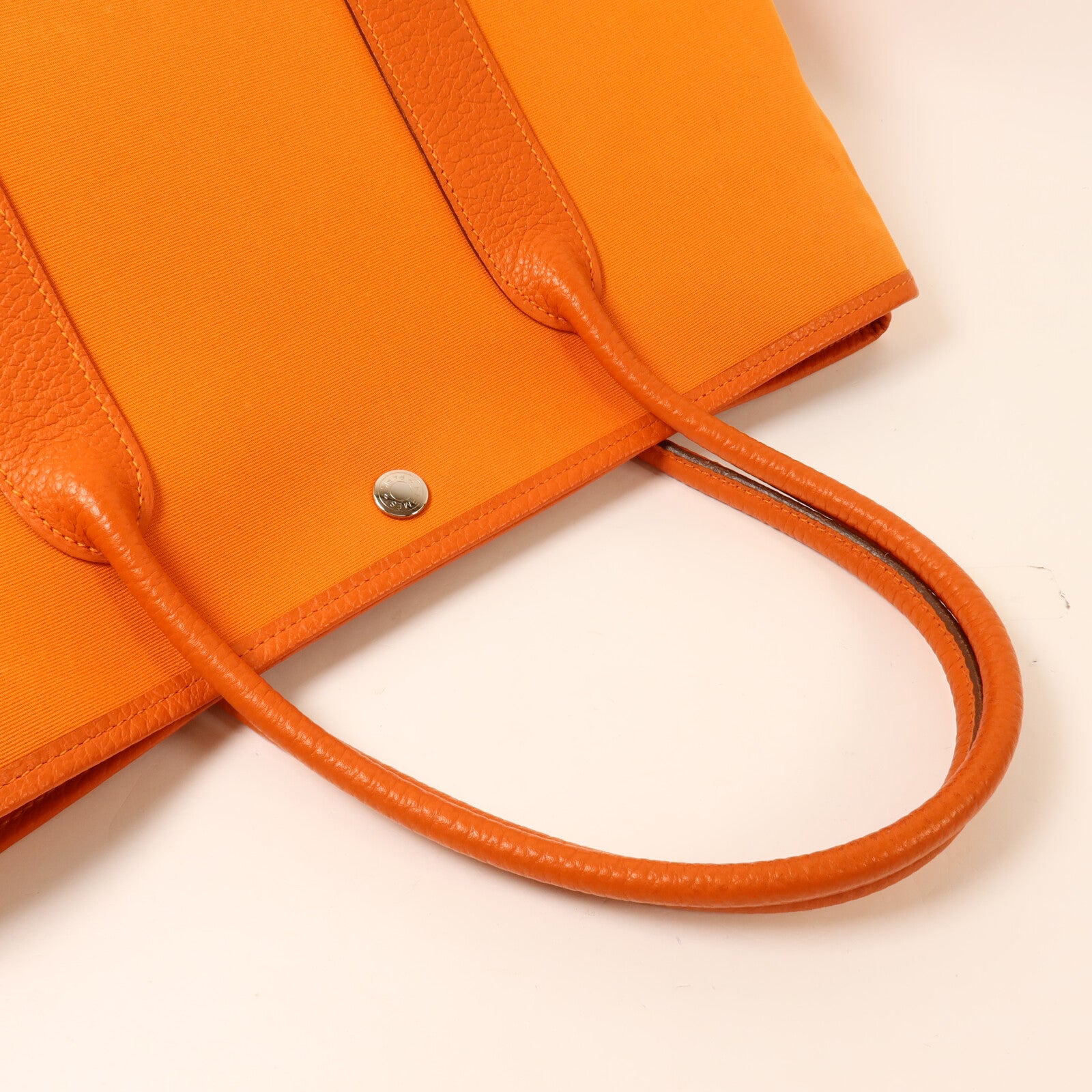 HERMES 帆布Garden Party PM手挽袋Orange