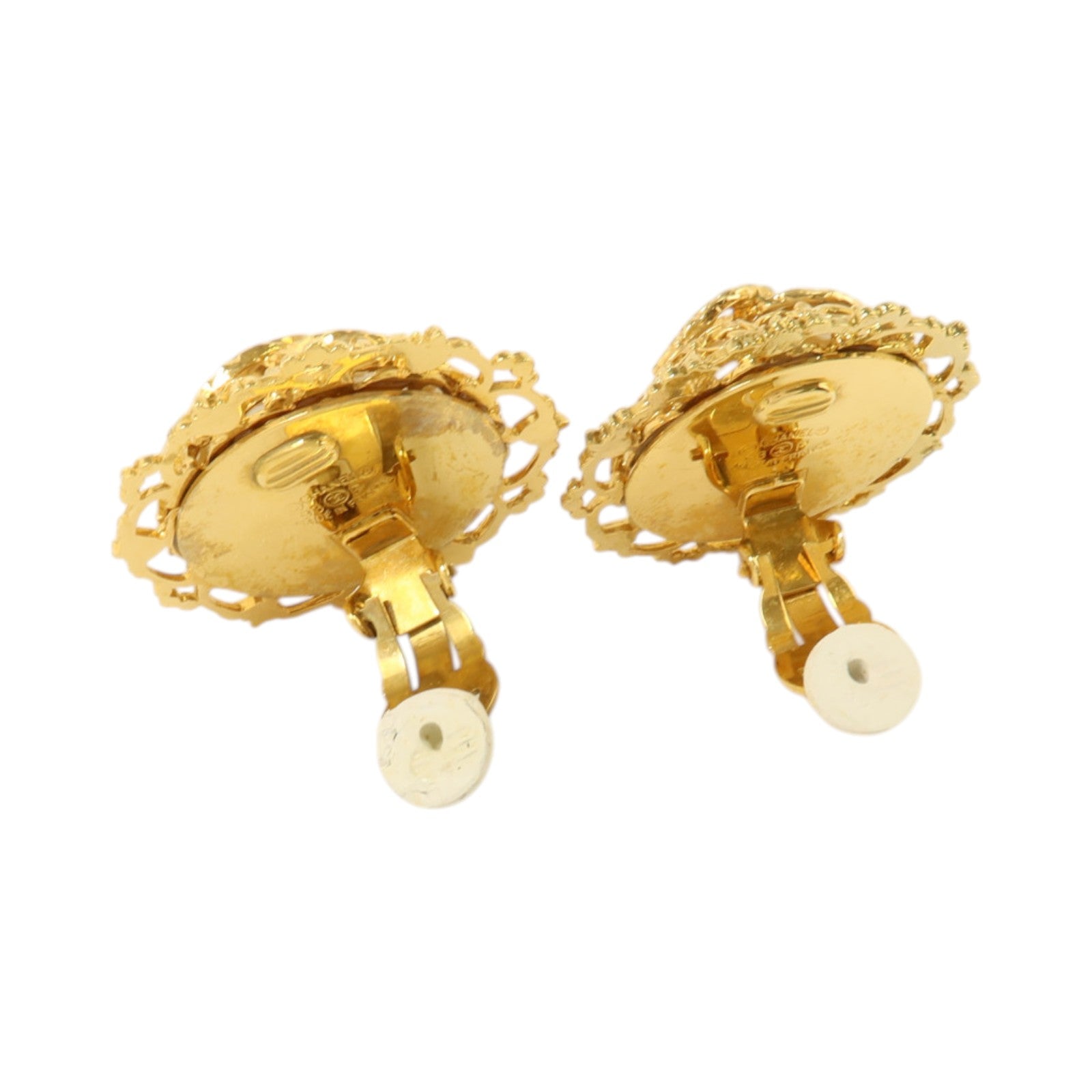 CHANEL 金屬/PVC Earrings金扣耳環