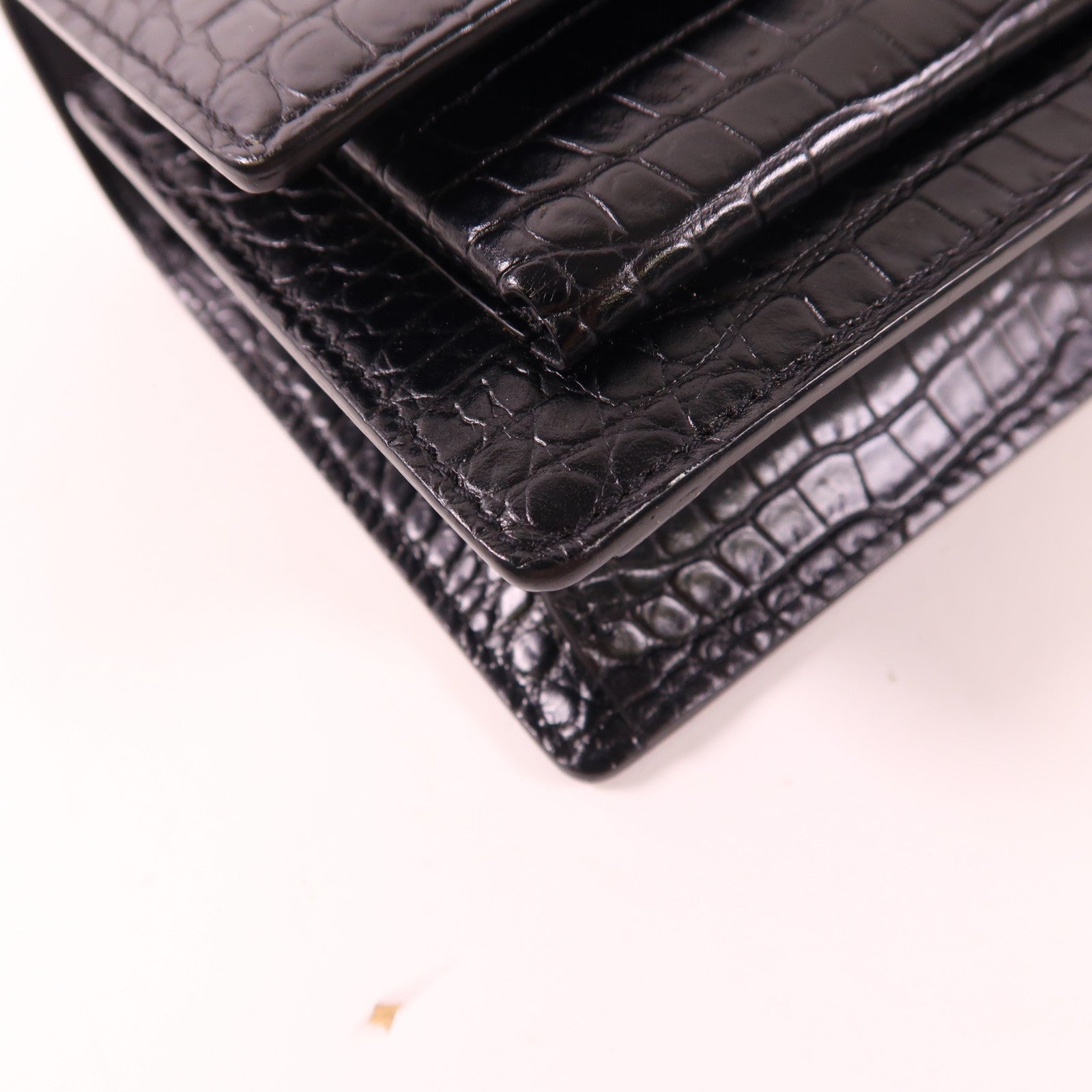 SAINT LAURENT 牛皮皮革Sunset Mini銀扣鏈帶肩背袋