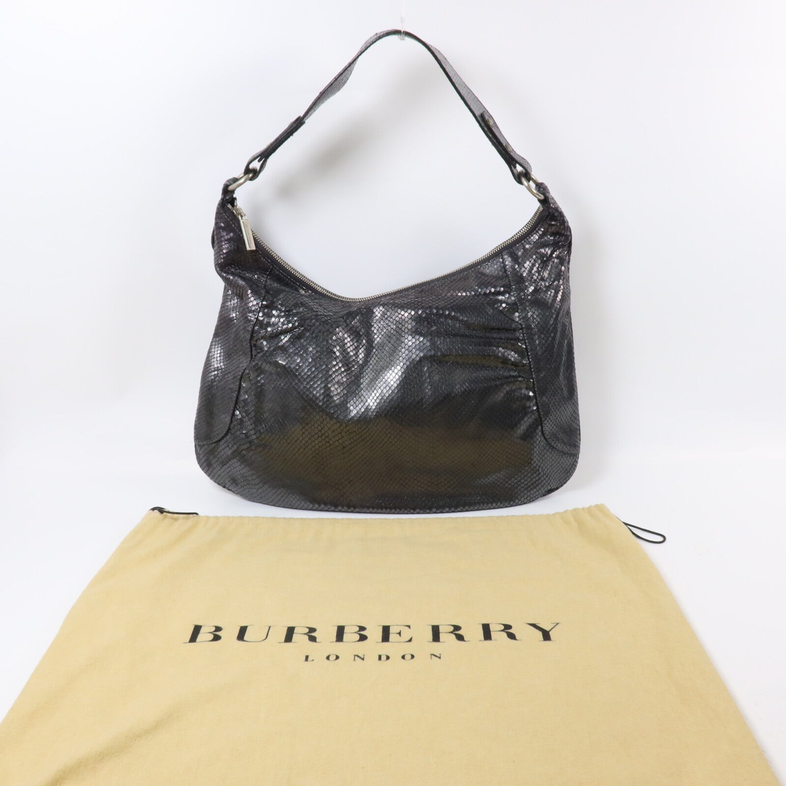 BURBERRY 蛇皮皮革Hobo Bag肩背袋