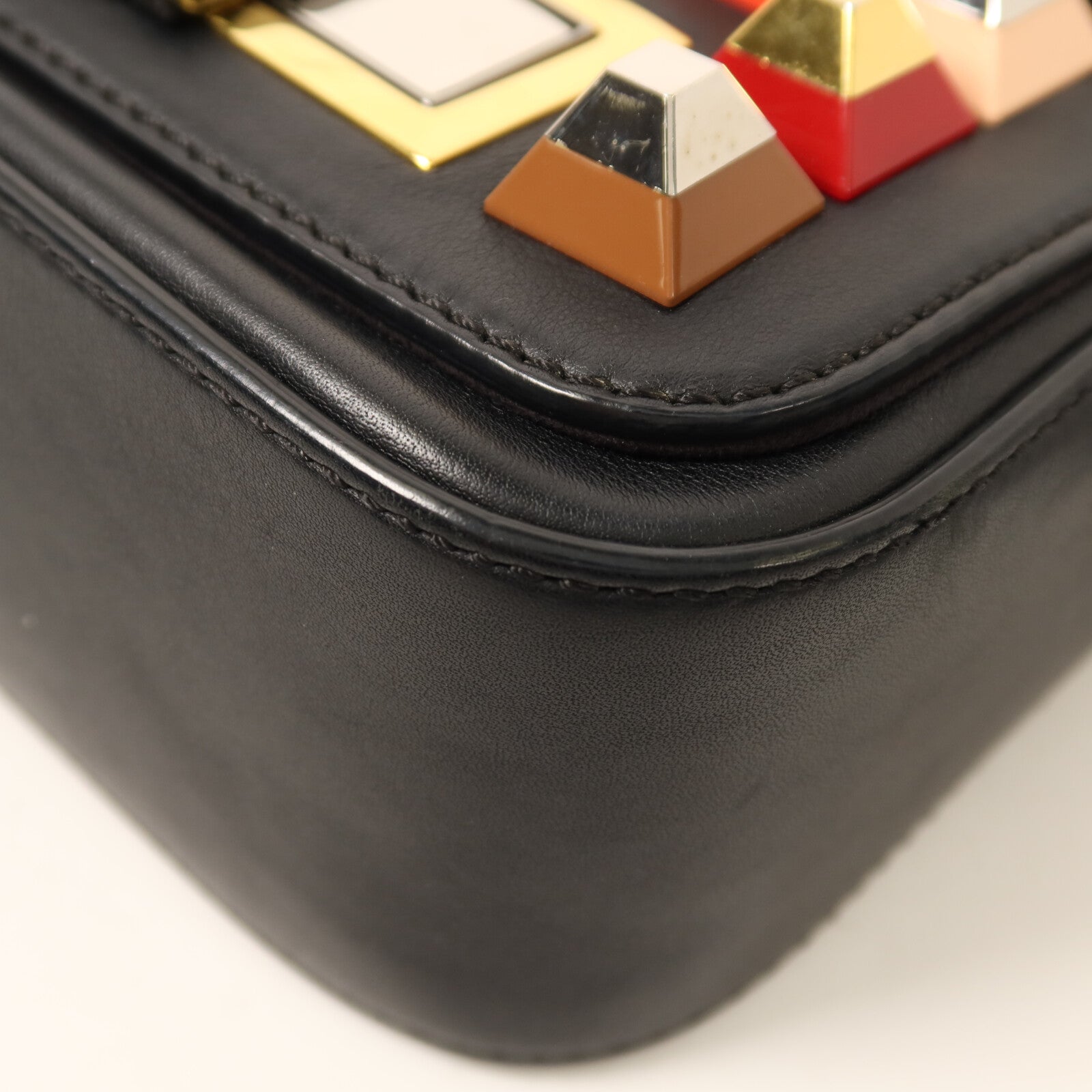 FENDI 牛皮皮革3 Baguette Squared鏈帶手挽肩背兩用袋