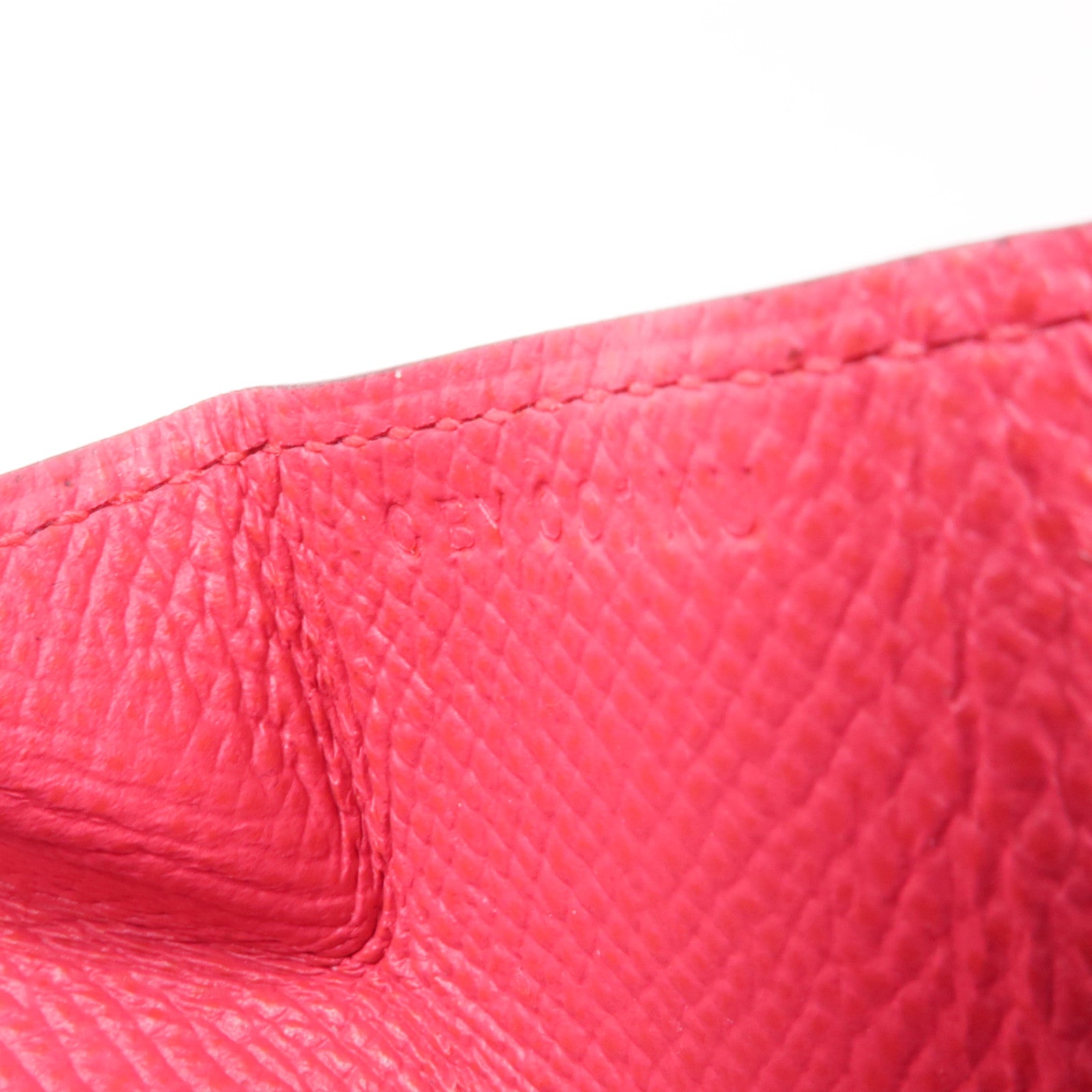 HERMES PHW Coin Case Calfskin Leather Red