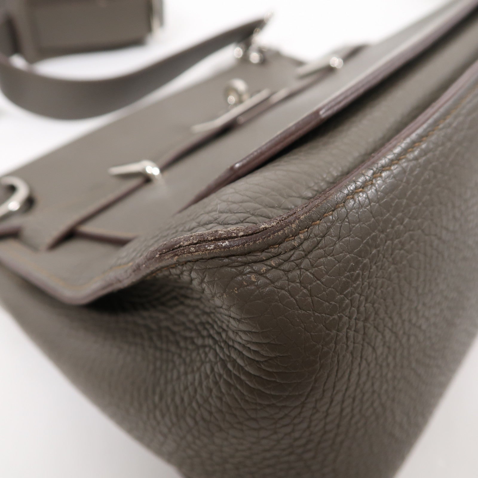 HERMES PHW Jypsiere 31 Shoulder Bag Taurillon Clemence Leather Stamp Q 8F Etain