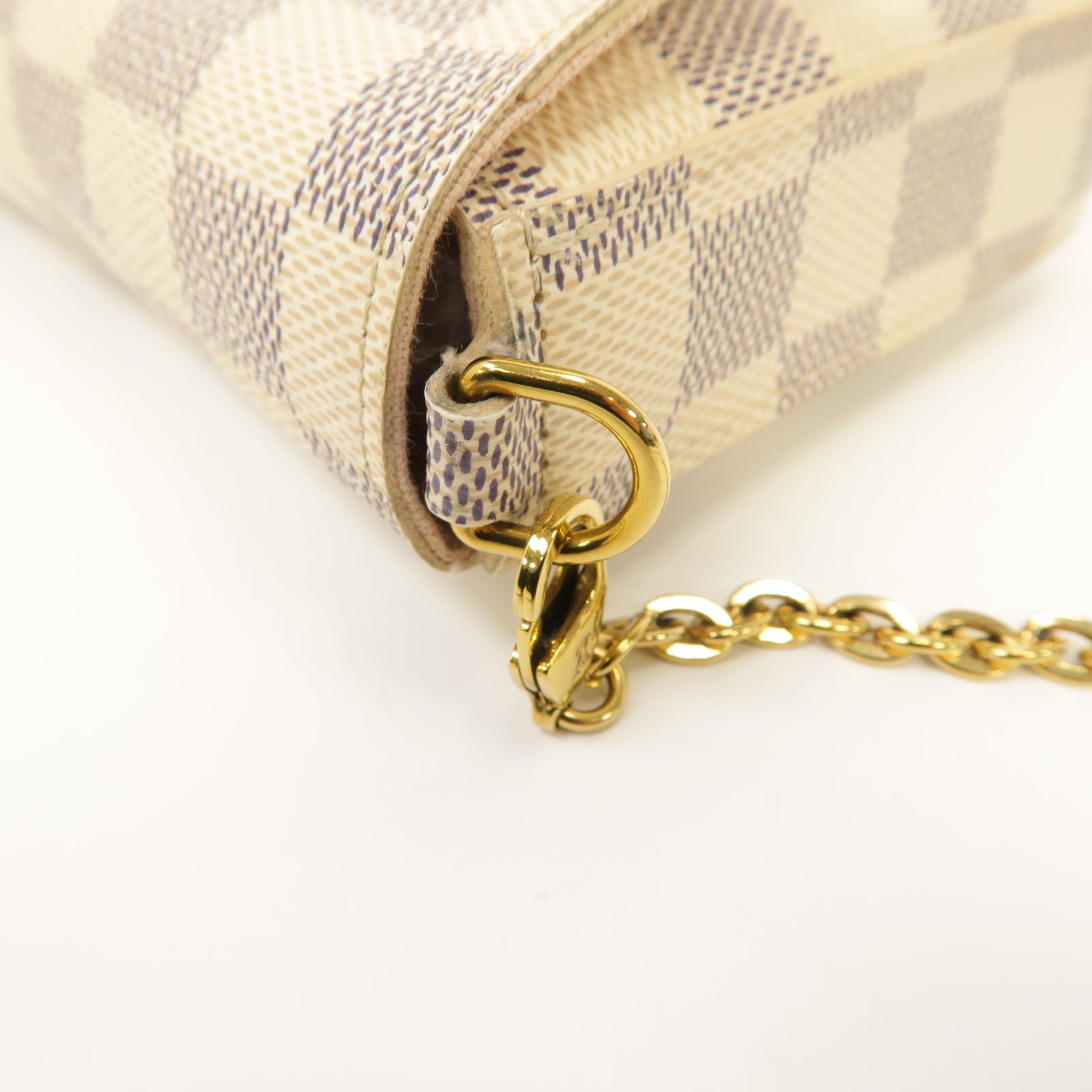 LOUIS VUITTON 【激減優惠】Damier Azur Felicie Pochette金扣鏈帶肩背袋白色