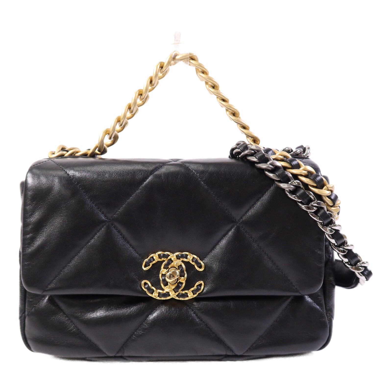 CHANEL 羊皮皮革C19 Small手挽肩背兩用袋