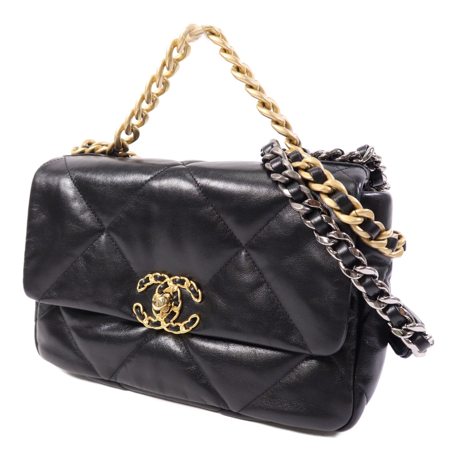 CHANEL 羊皮皮革C19 Small手挽肩背兩用袋