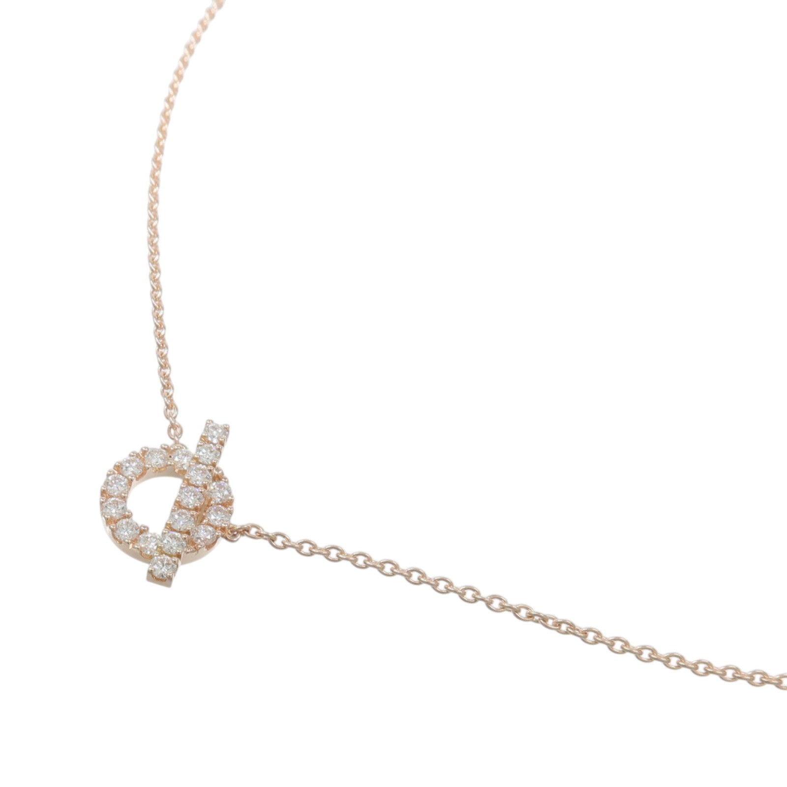 HERMES 18K玫瑰金Finesse Pendant鑽石項鍊