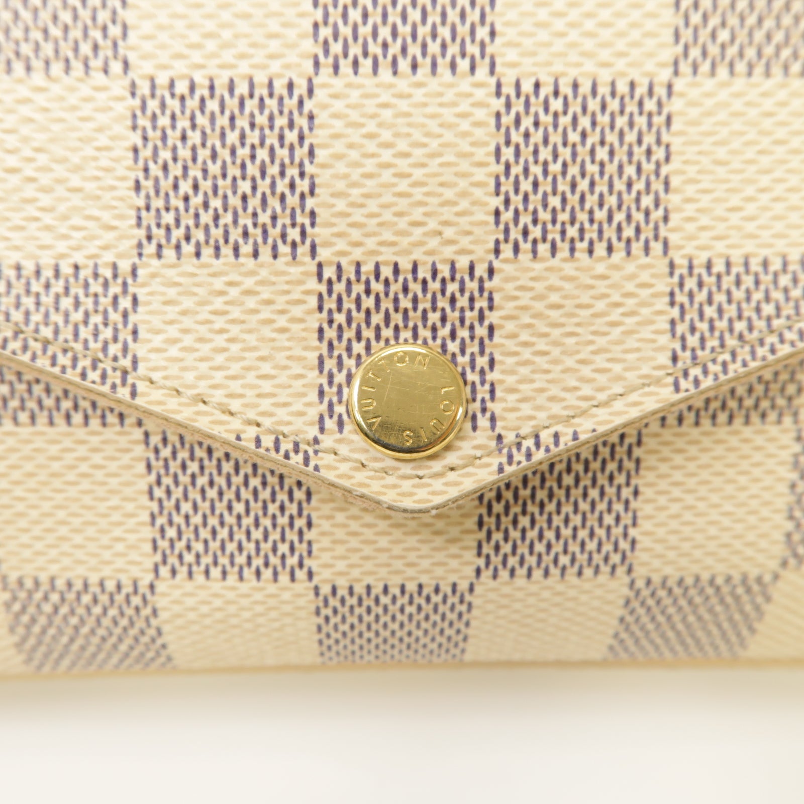 LOUIS VUITTON 【激減優惠】Damier Azur Felicie Pochette金扣鏈帶肩背袋白色