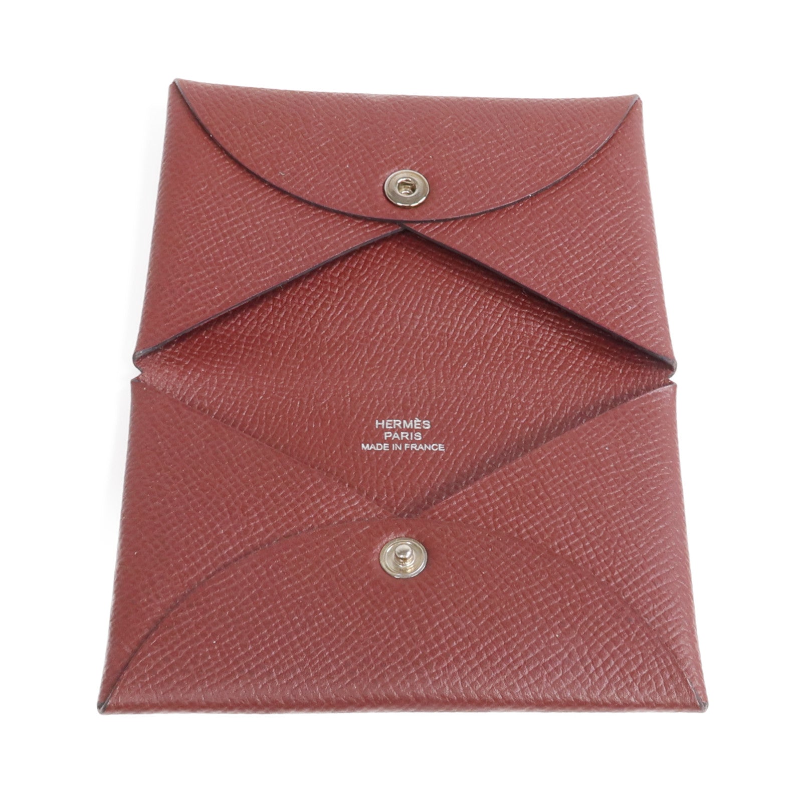 HERMES 【激減優惠】Epsom皮革Calvi Card Holder銀扣卡片套
