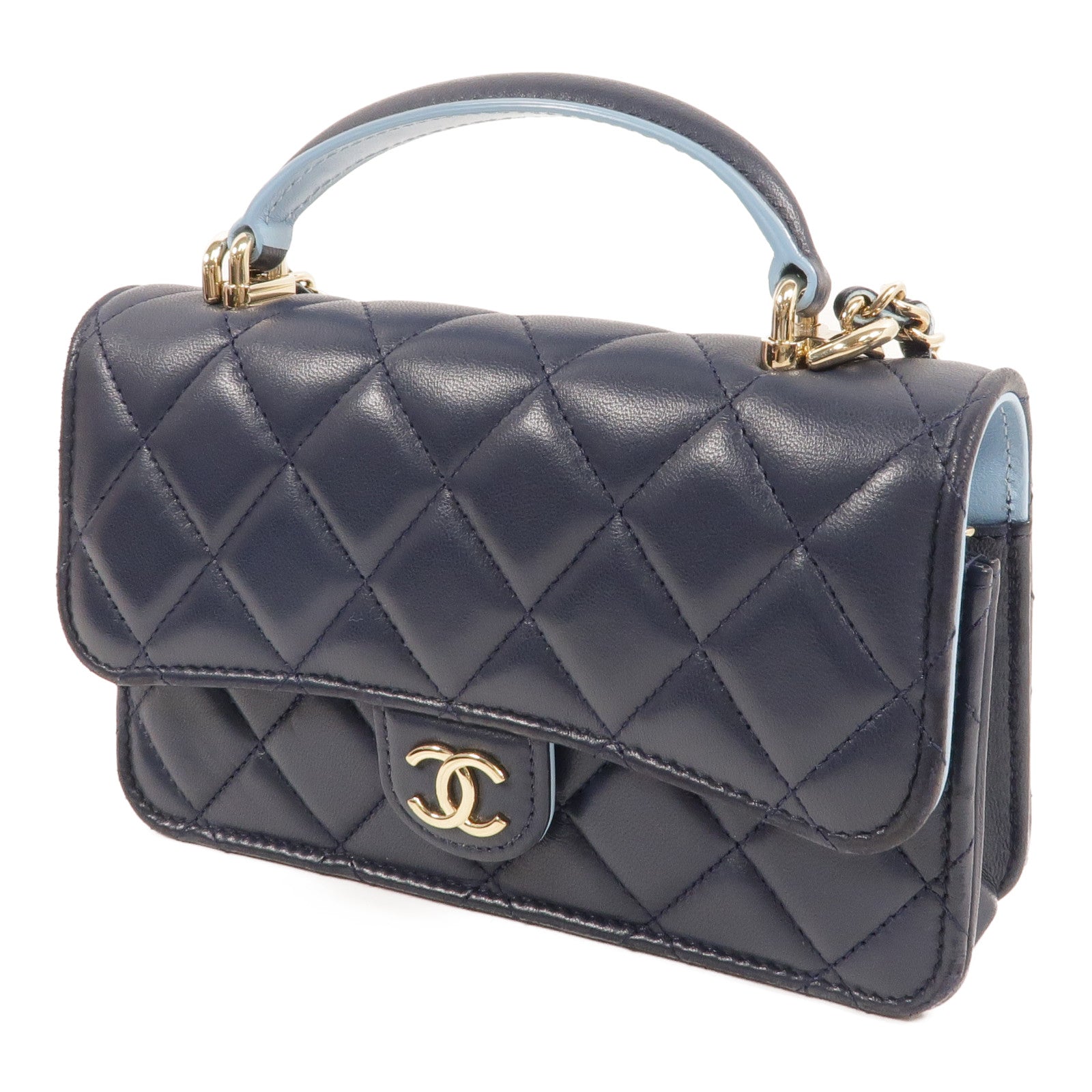 CHANEL 羊皮皮革Mini Flap手挽肩背兩用袋