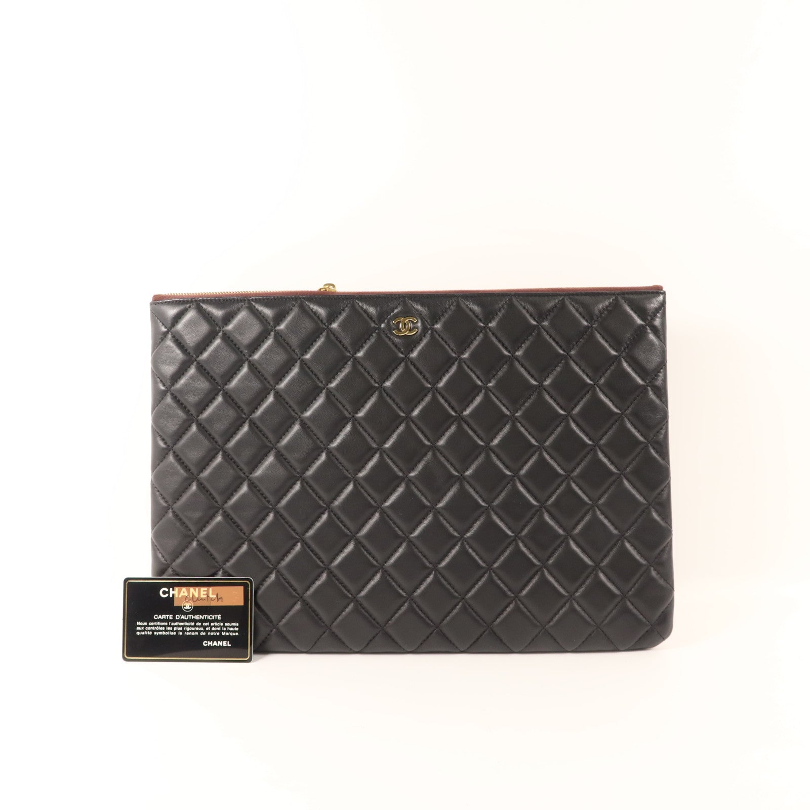 CHANEL 羊皮皮革Pouch金扣小袋
