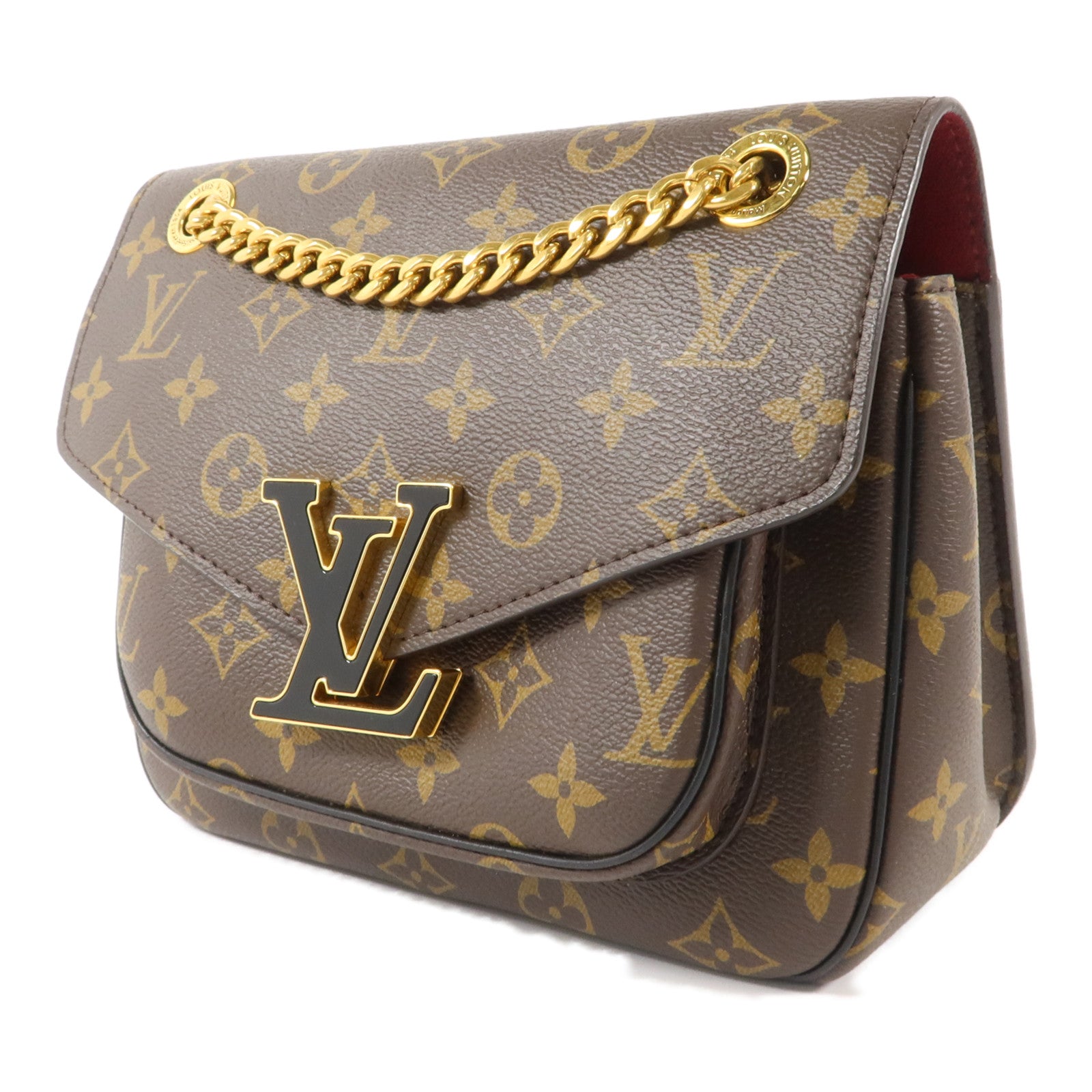 LOUIS VUITTON Monogram Passy金扣肩背袋棕色