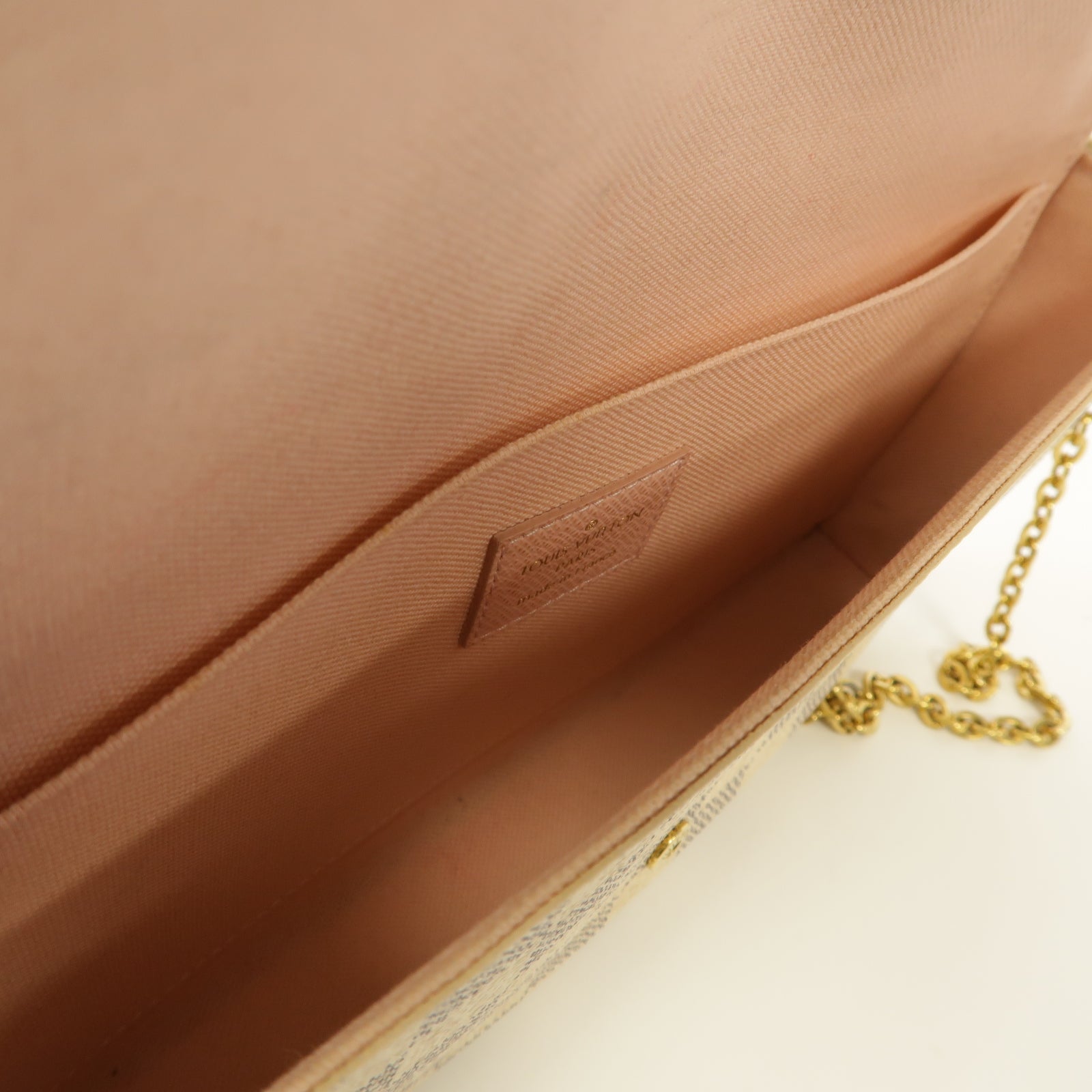 LOUIS VUITTON 【激減優惠】Damier Azur Felicie Pochette金扣鏈帶肩背袋白色