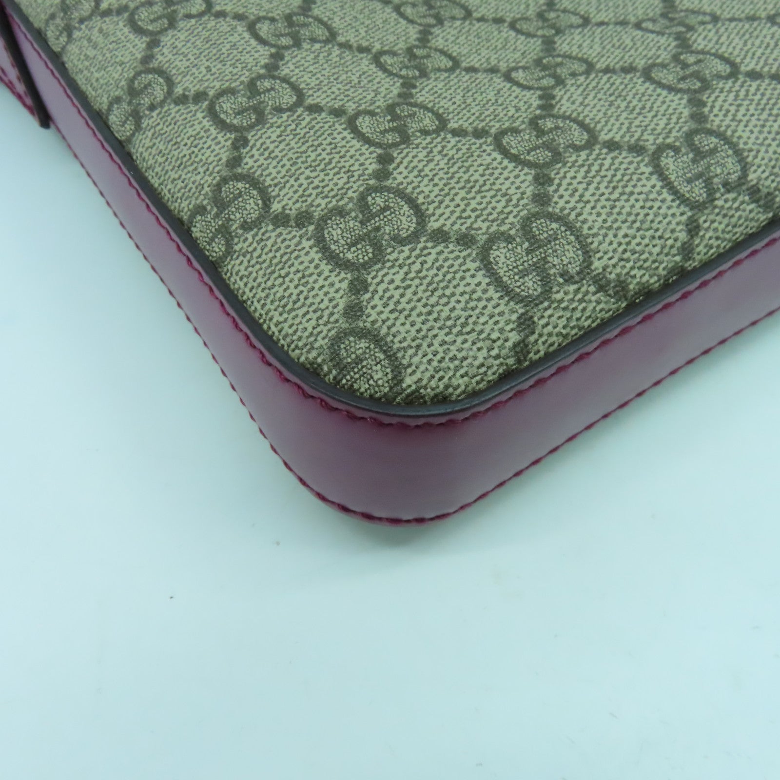 GUCCI 【激減優惠】塗層帆布/牛皮皮革Shoulder Bag金扣肩背袋啡色/紫色