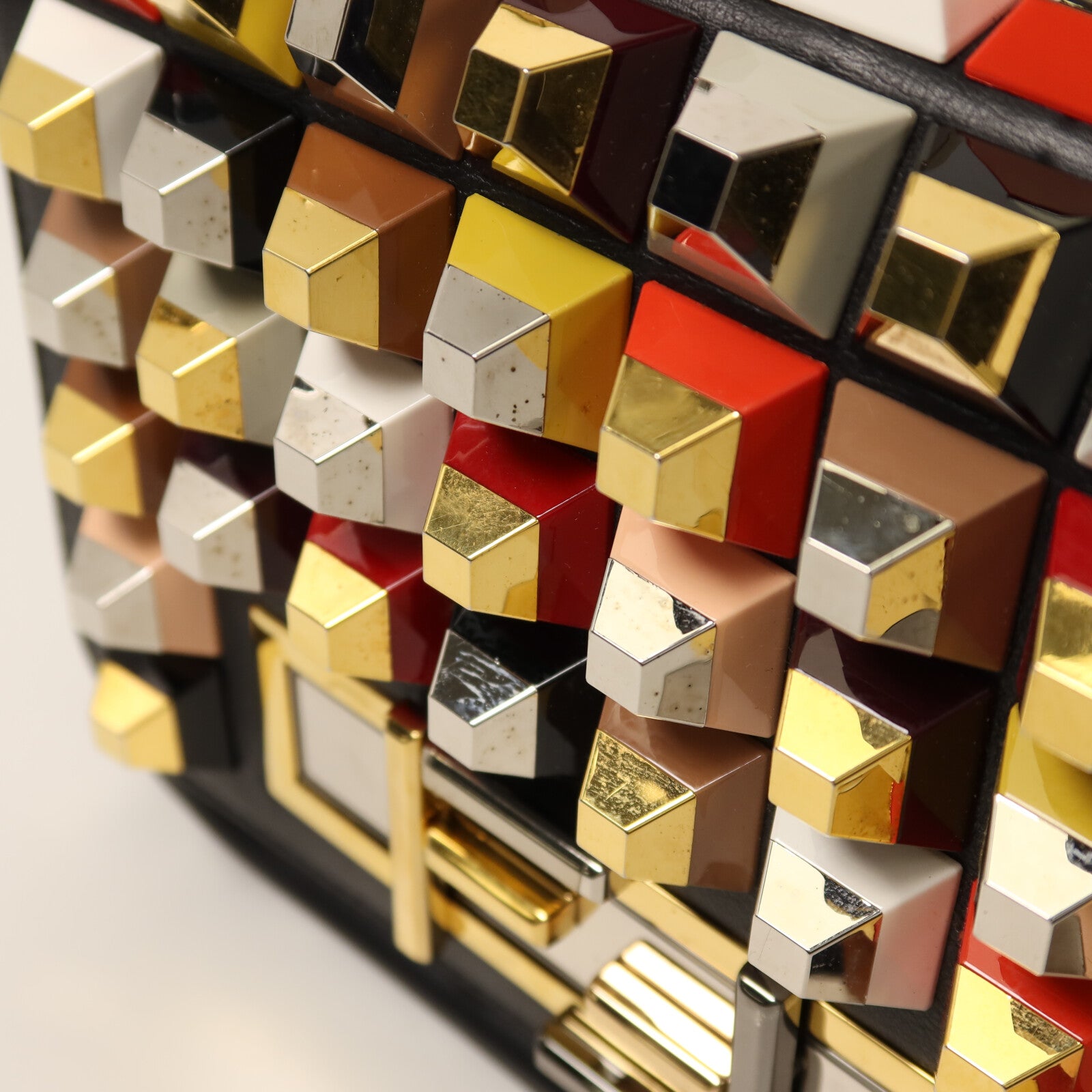 FENDI 牛皮皮革3 Baguette Squared鏈帶手挽肩背兩用袋