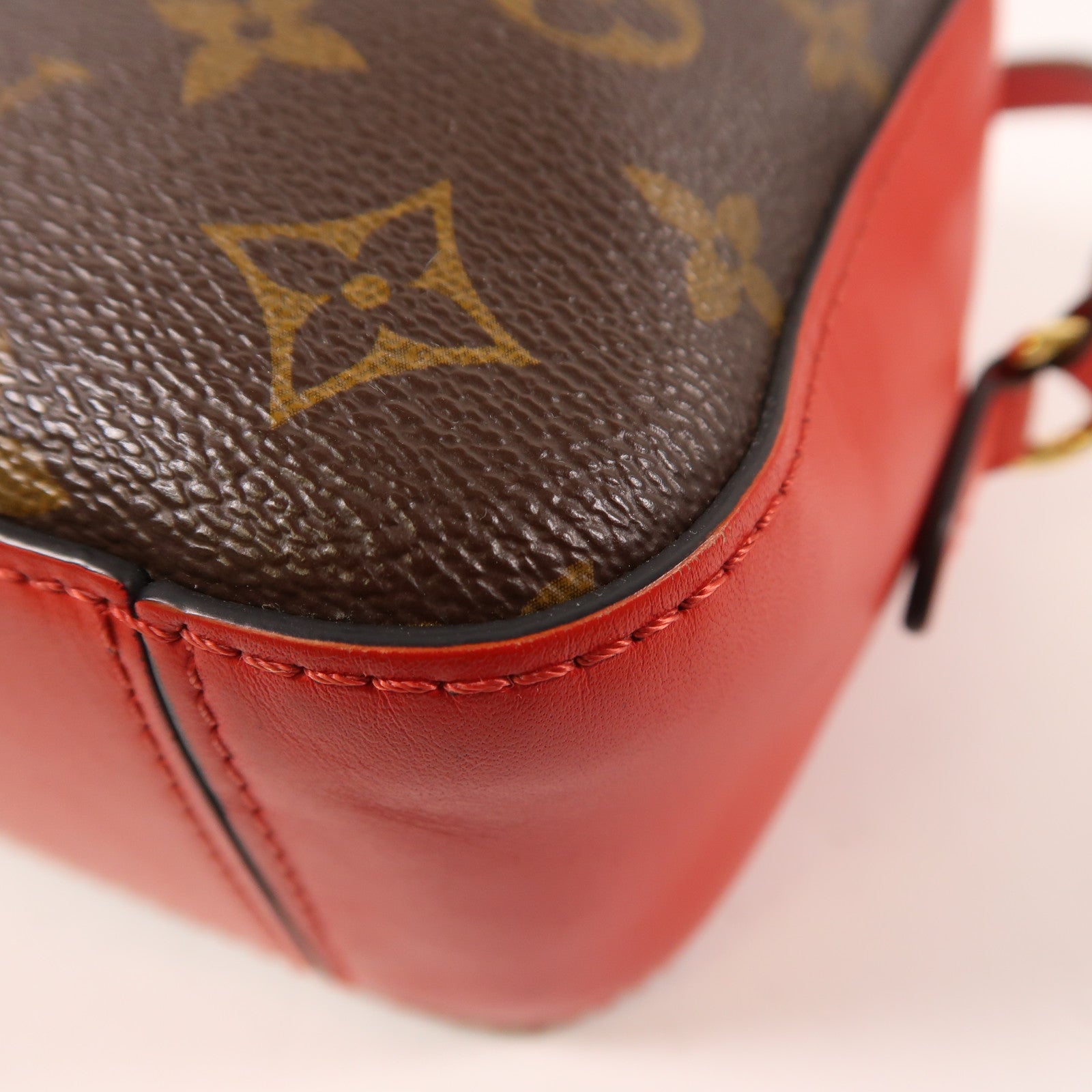 LOUIS VUITTON Monogram Saintonge金扣手挽肩背兩用袋棕色/紅色