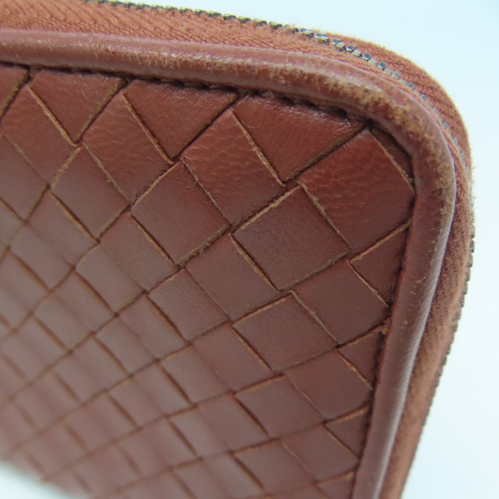 BOTTEGA VENETA 【激減優惠】織紋皮革Long Wallet銀扣長錢包啡色