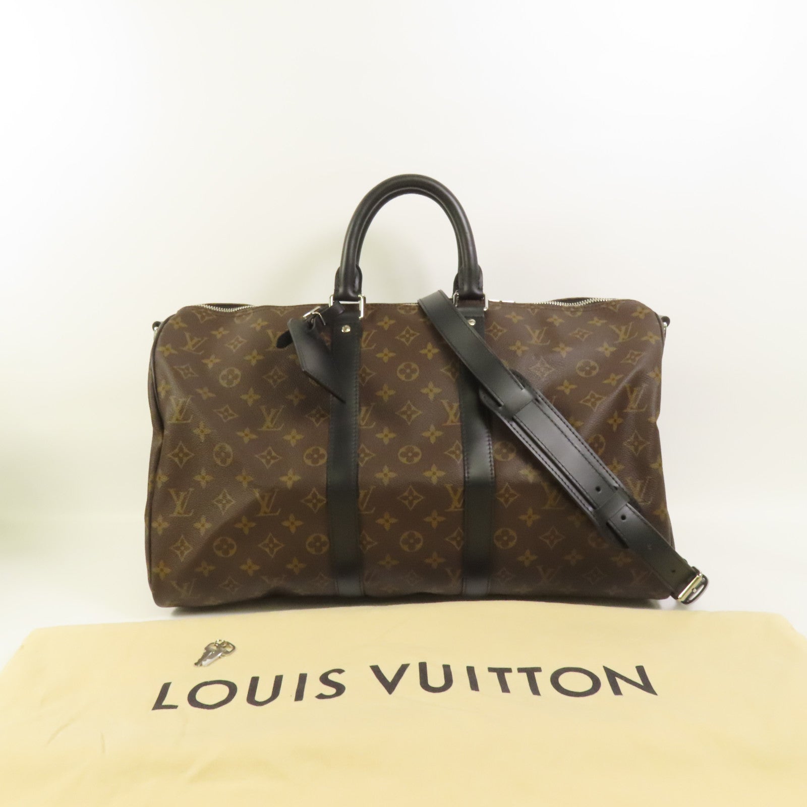 LOUIS VUITTON Monogram Macassar Keepall Bandouliere 45手挽肩背兩用袋