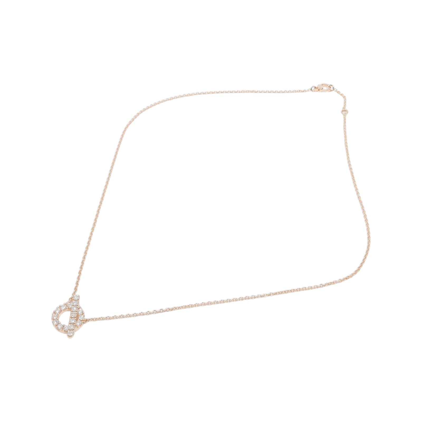 HERMES 18K玫瑰金Finesse Pendant鑽石項鍊