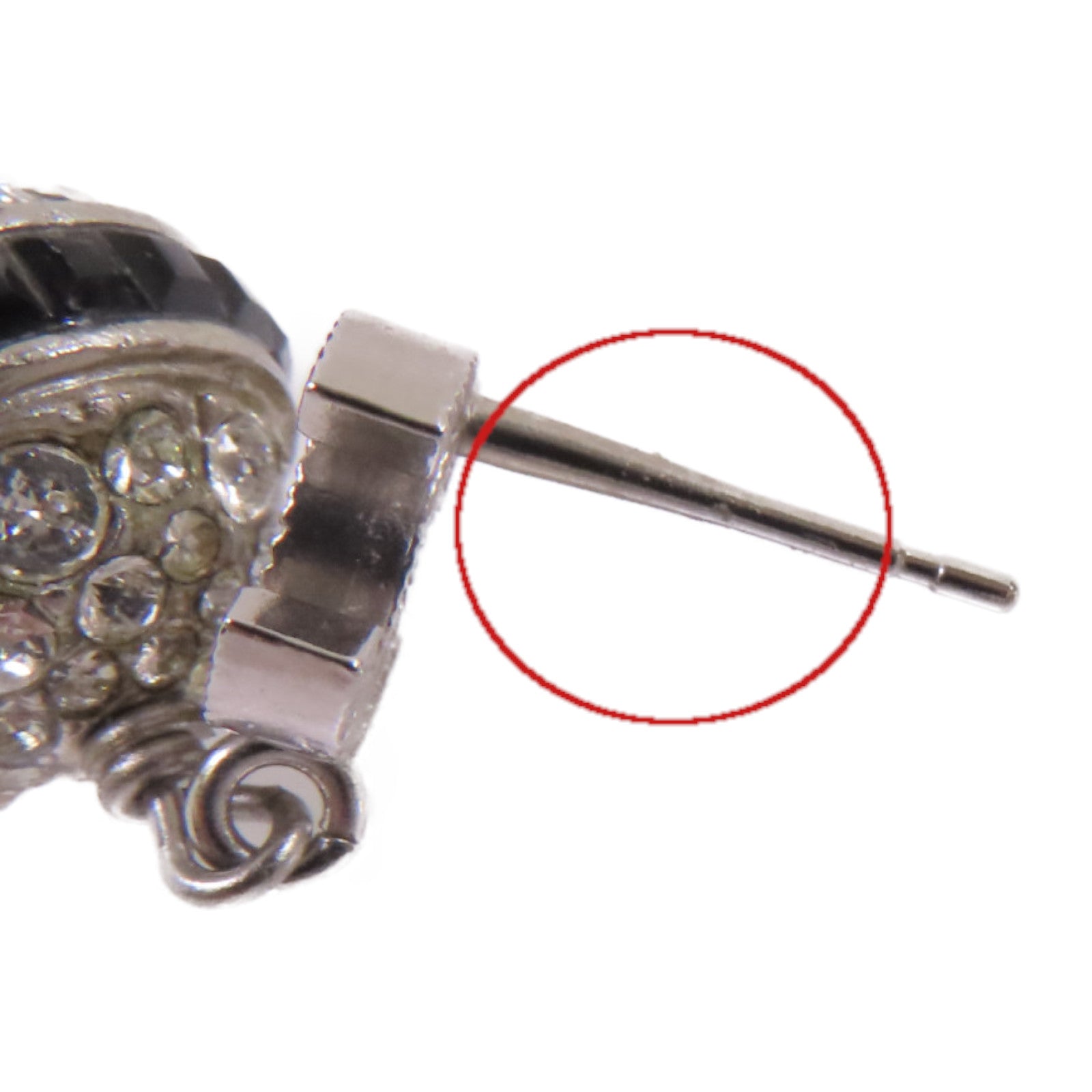 CHANEL 金屬/水鑽CC Earrings銀扣耳環銀色/黑色