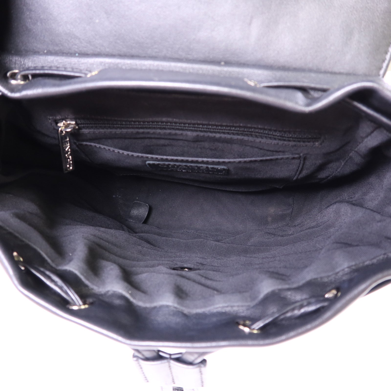 CHANEL 羊皮皮革Backpack銀扣背包