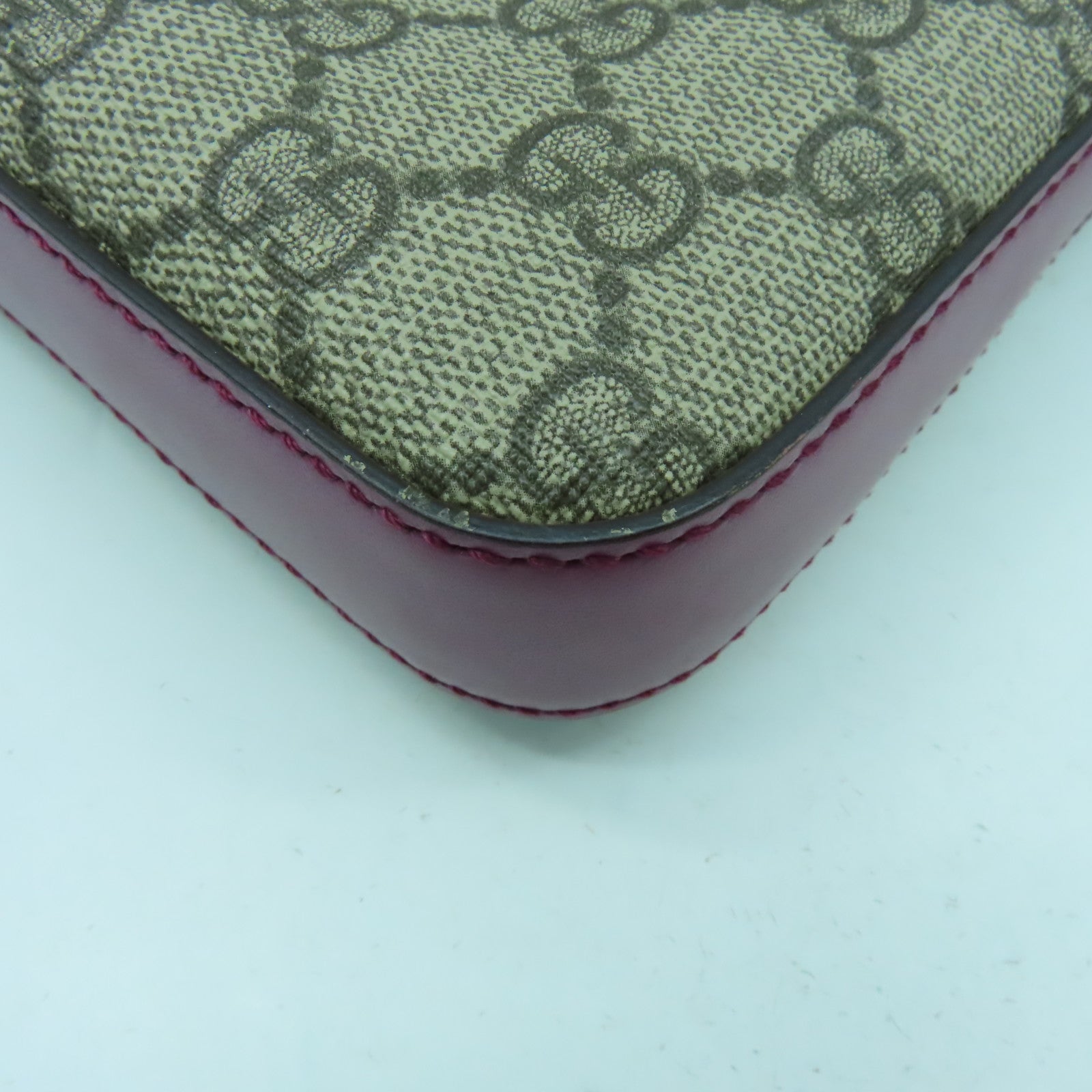 GUCCI 【激減優惠】塗層帆布/牛皮皮革Shoulder Bag金扣肩背袋啡色/紫色