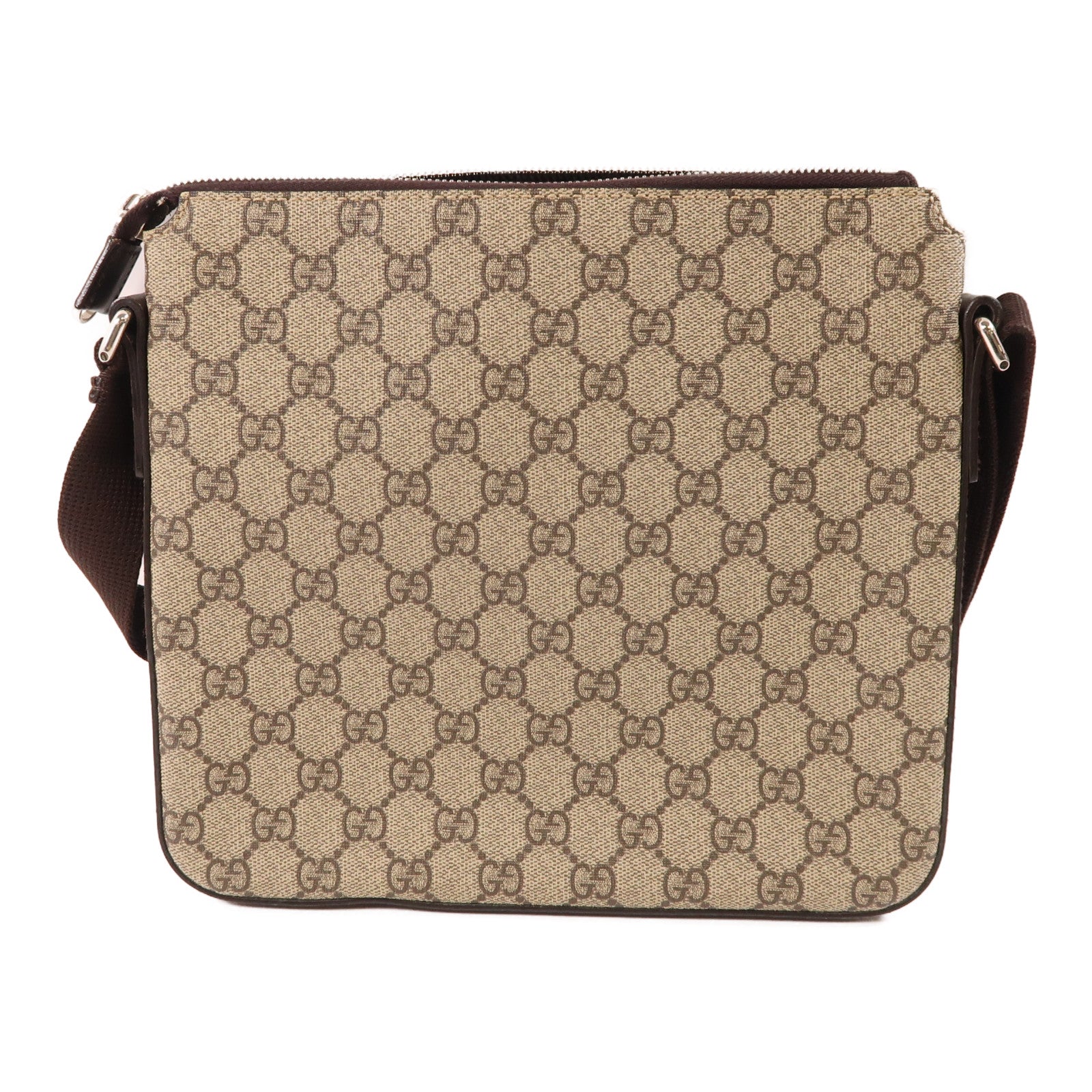 GUCCI 塗層帆布Gucci Signature銀扣肩背袋
