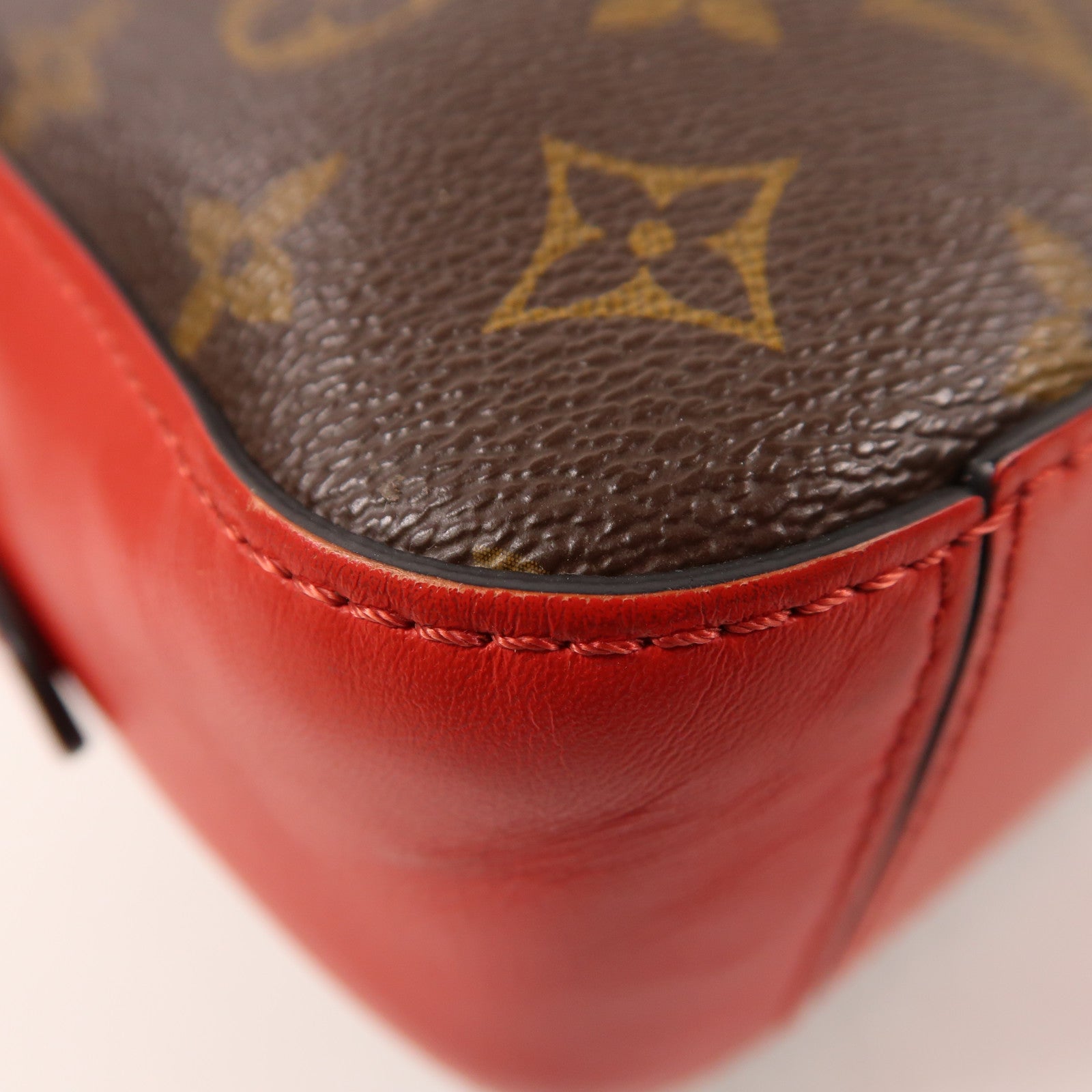 LOUIS VUITTON 【激減優惠】Monogram Saintonge金扣手挽肩背兩用袋棕色/紅色