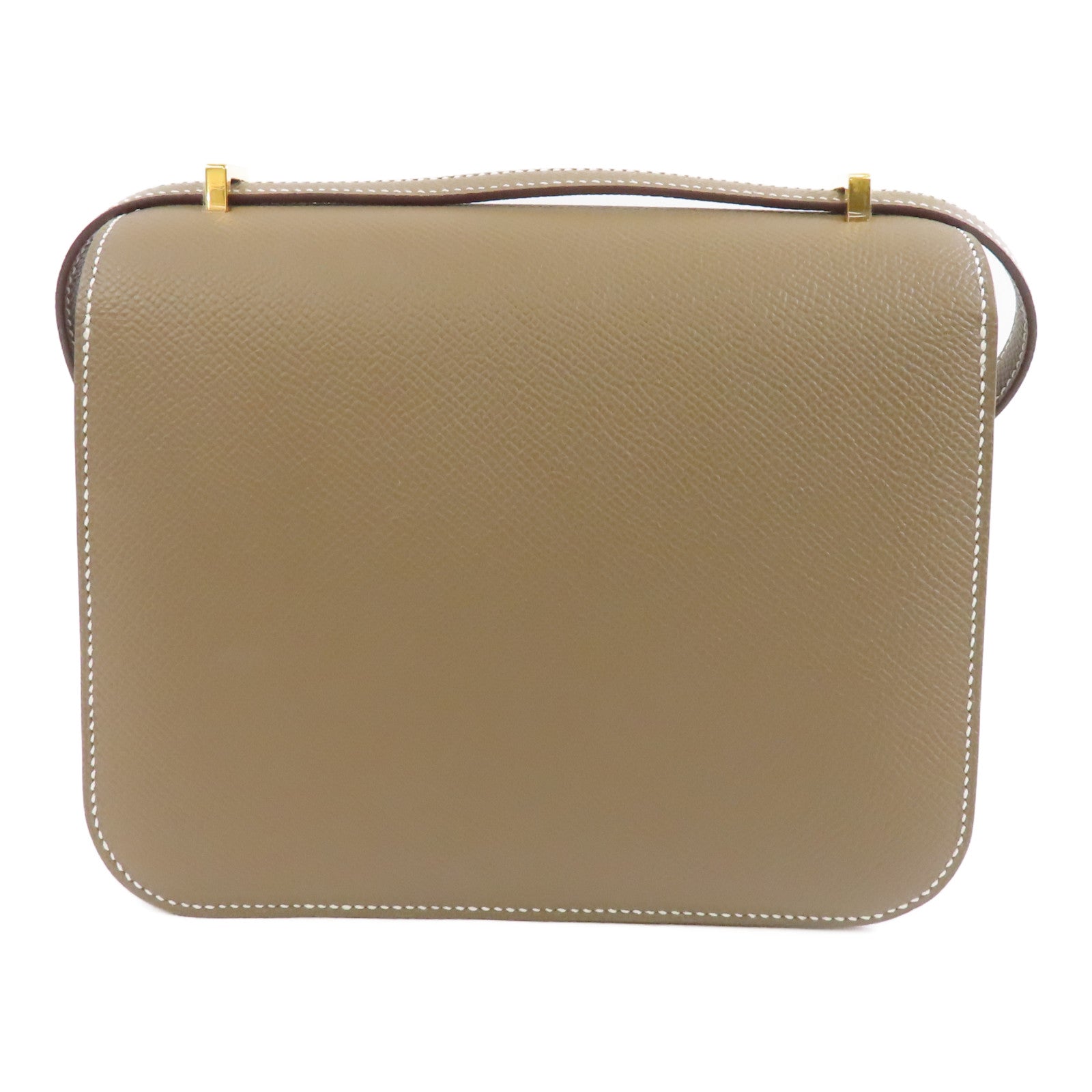 HERMES Epsom皮革Constance Mini金扣肩Etoupe背袋米灰色